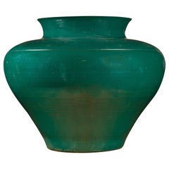 Large European Green Lidded Urn Signed Thomas W Hoff, Late 20th Century