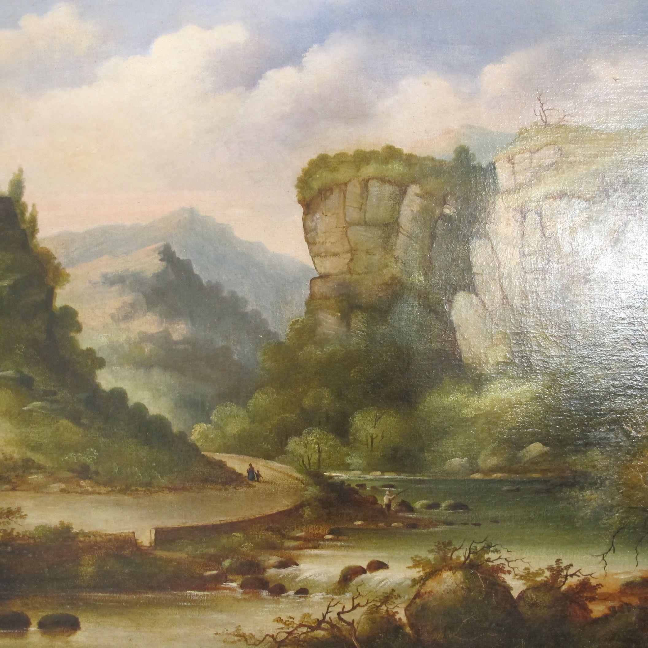 Canvas Large European Landscape Painting, Early 19th Century
