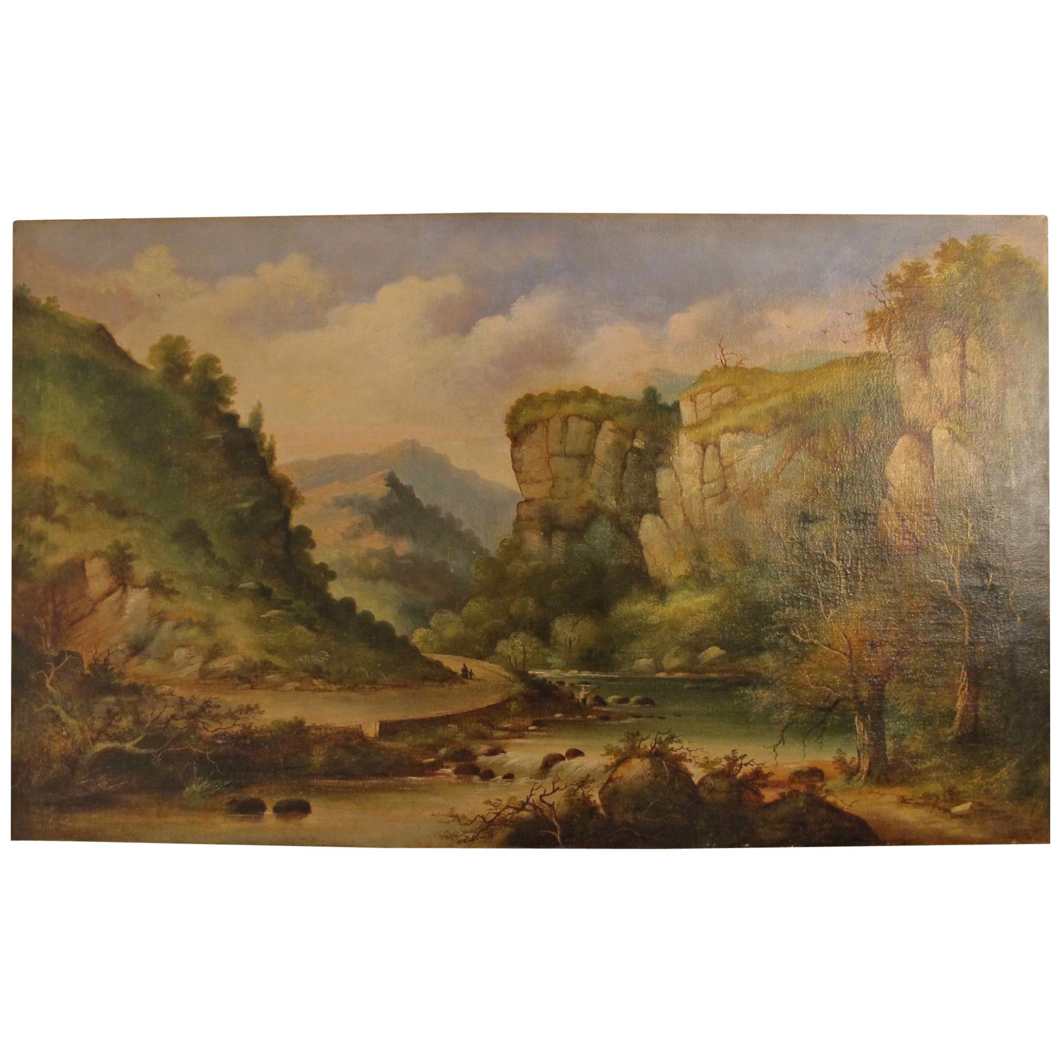 Large European Landscape Painting, Early 19th Century
