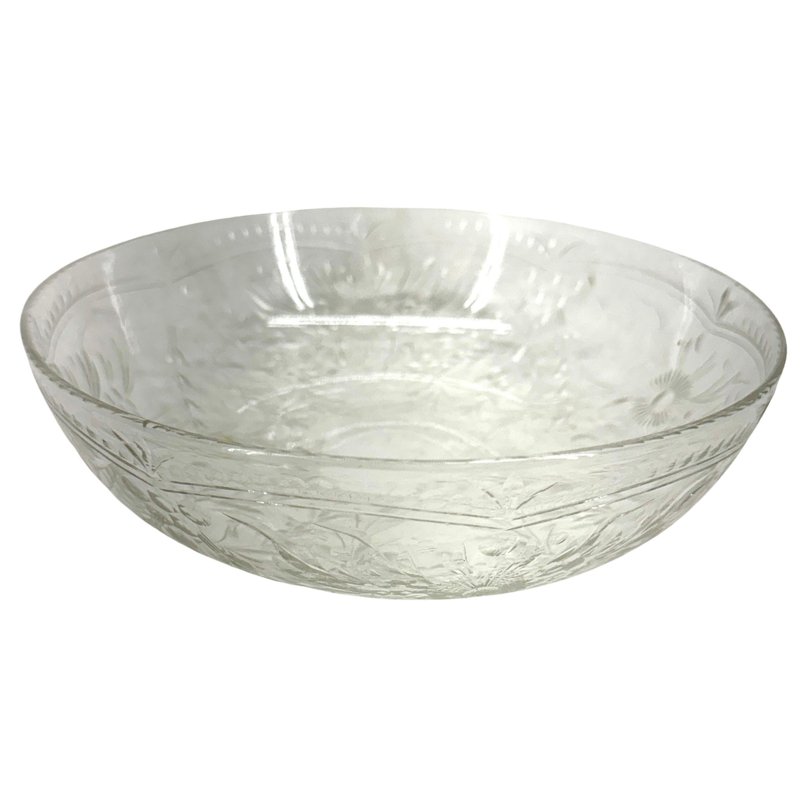 Large European Low Cut Crystal Glass Centerpiece Bowl For Sale