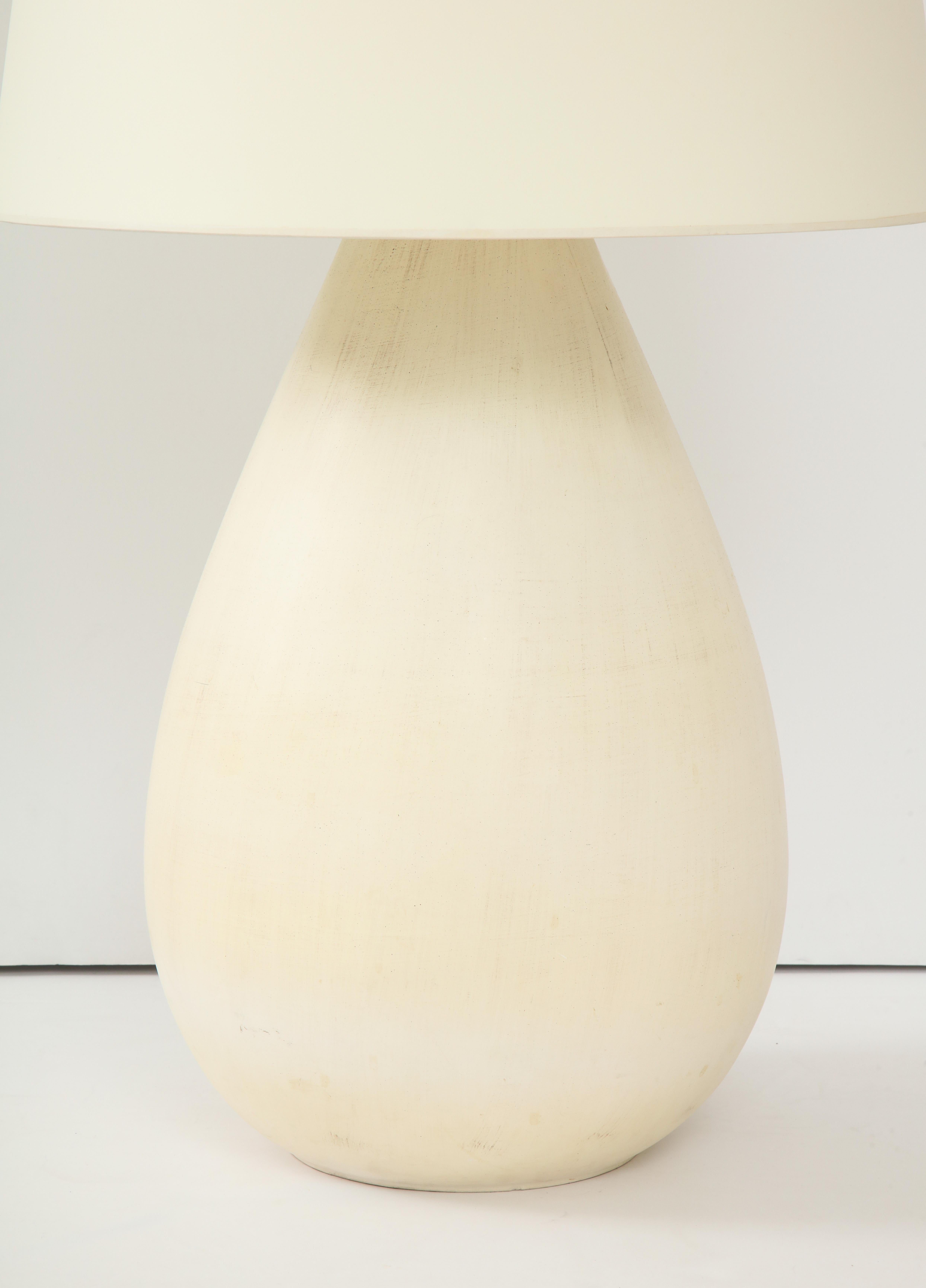 Mid-Century Modern Large European Midcentury Ceramic Lamp with Custom Parchment Shade