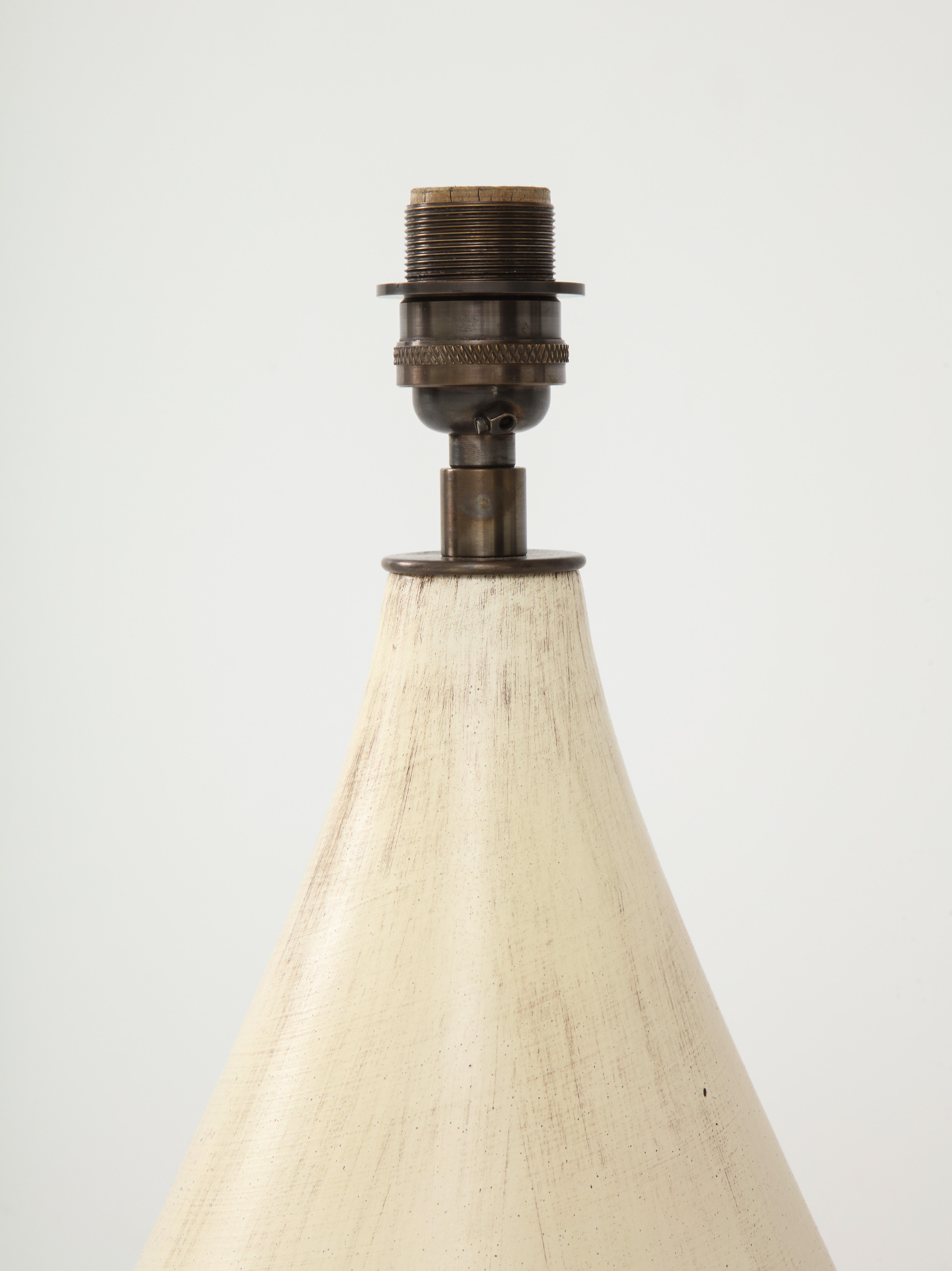 Late 20th Century Large European Midcentury Ceramic Lamp with Custom Parchment Shade