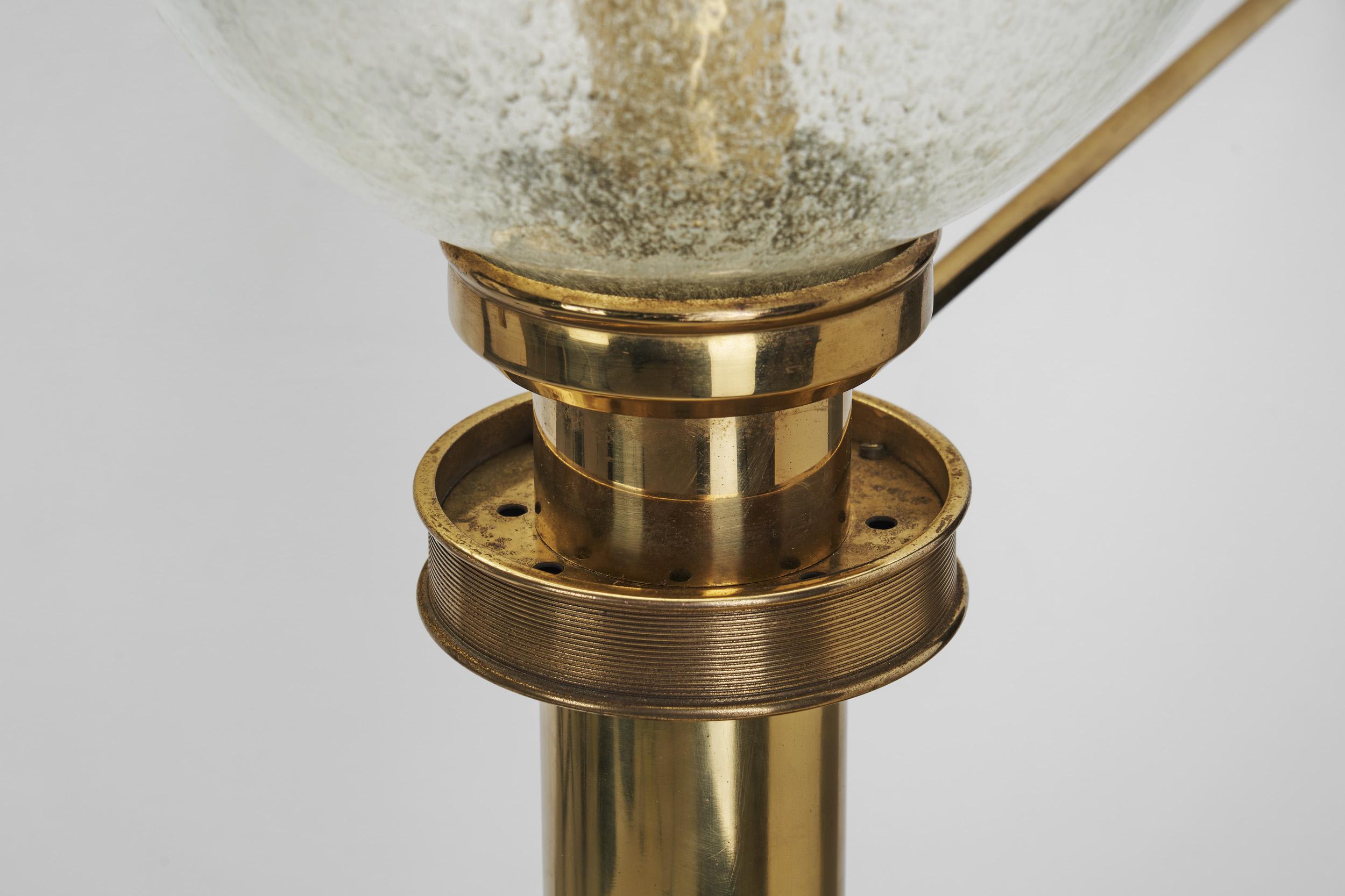 Large European Modern Wall Sconce in Brass & Bubble Glass, Europe circa 1950s For Sale 4