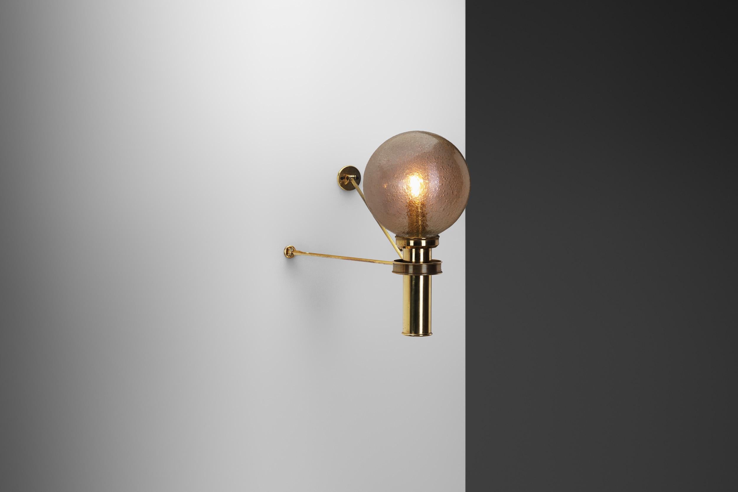 Mid-Century Modern Large European Modern Wall Sconce in Brass & Bubble Glass, Europe circa 1950s For Sale
