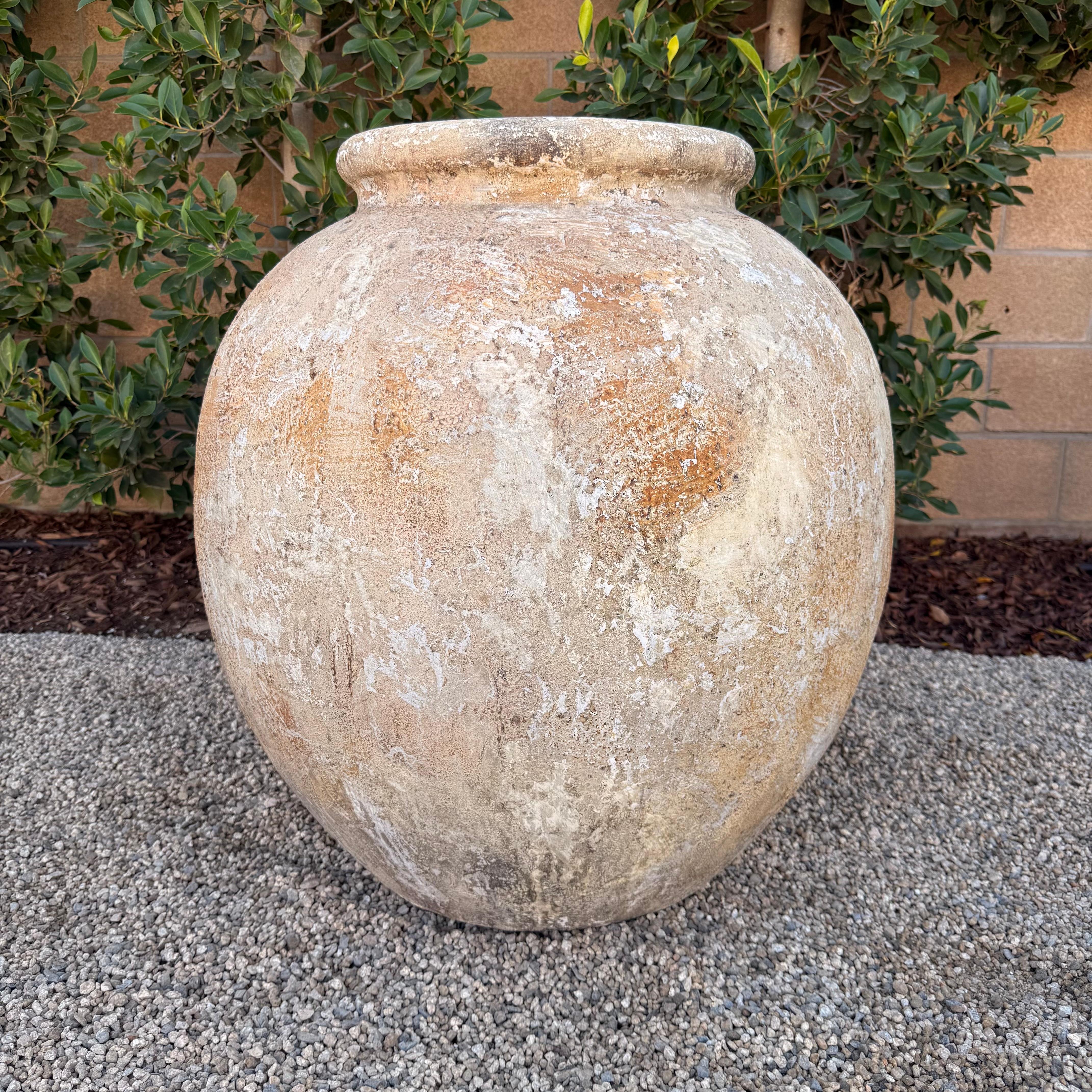Beautiful Large Clay Pots in the europan biot jarre style
Cream, brown, terracotta colors 
Size: 28