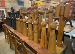 Large European Wooden Sculptural Chess Set, Circa 1960s