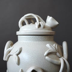Große Eva Jancke Björk Urne mit Crackle-Glasur und Deckel. Bo Fajans, Schweden, 1940er-Jahre