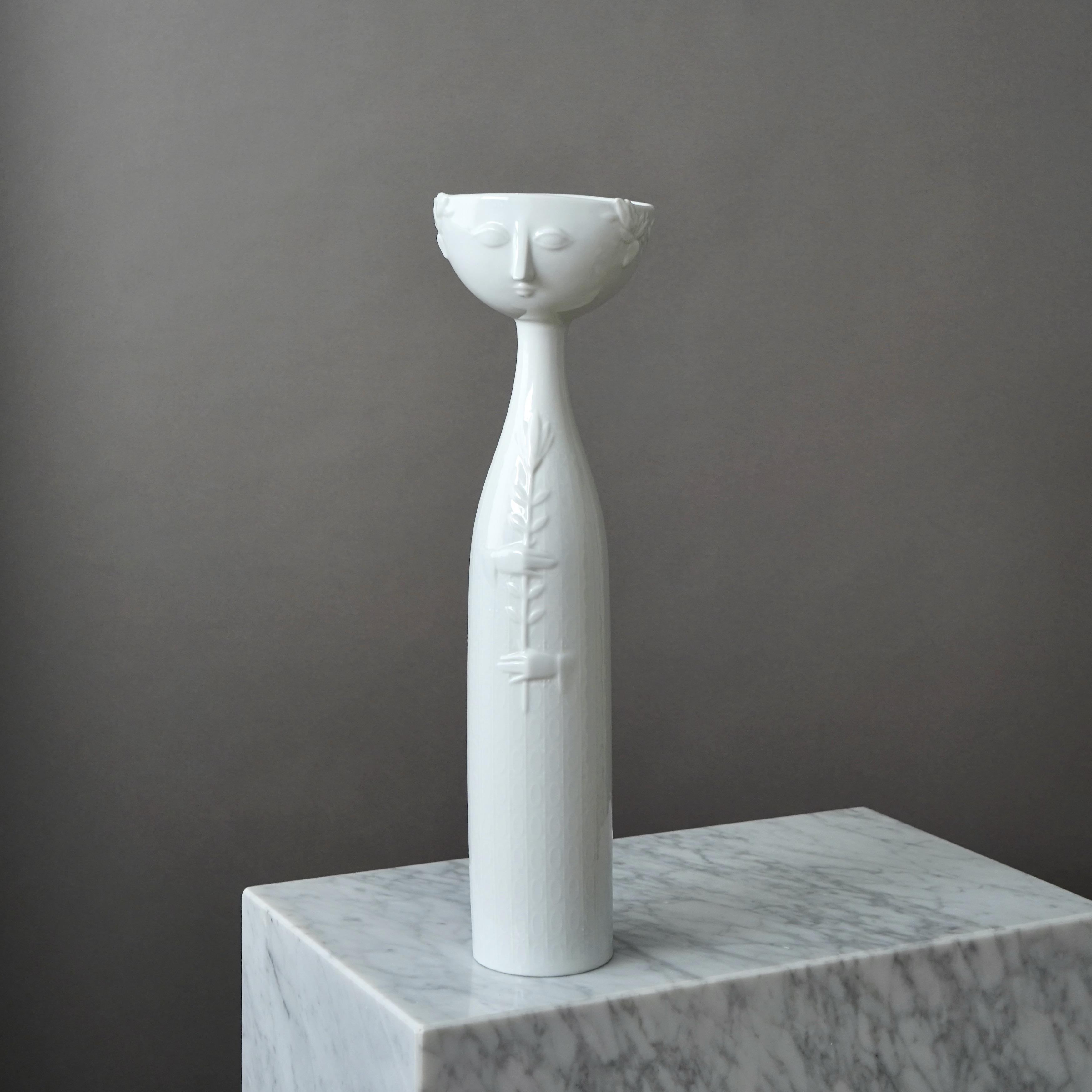 Scandinavian Modern Large 'Eva' Vase by Bjorn Wiinblad for Rosenthal, White Ceramic Sculpture 1970s
