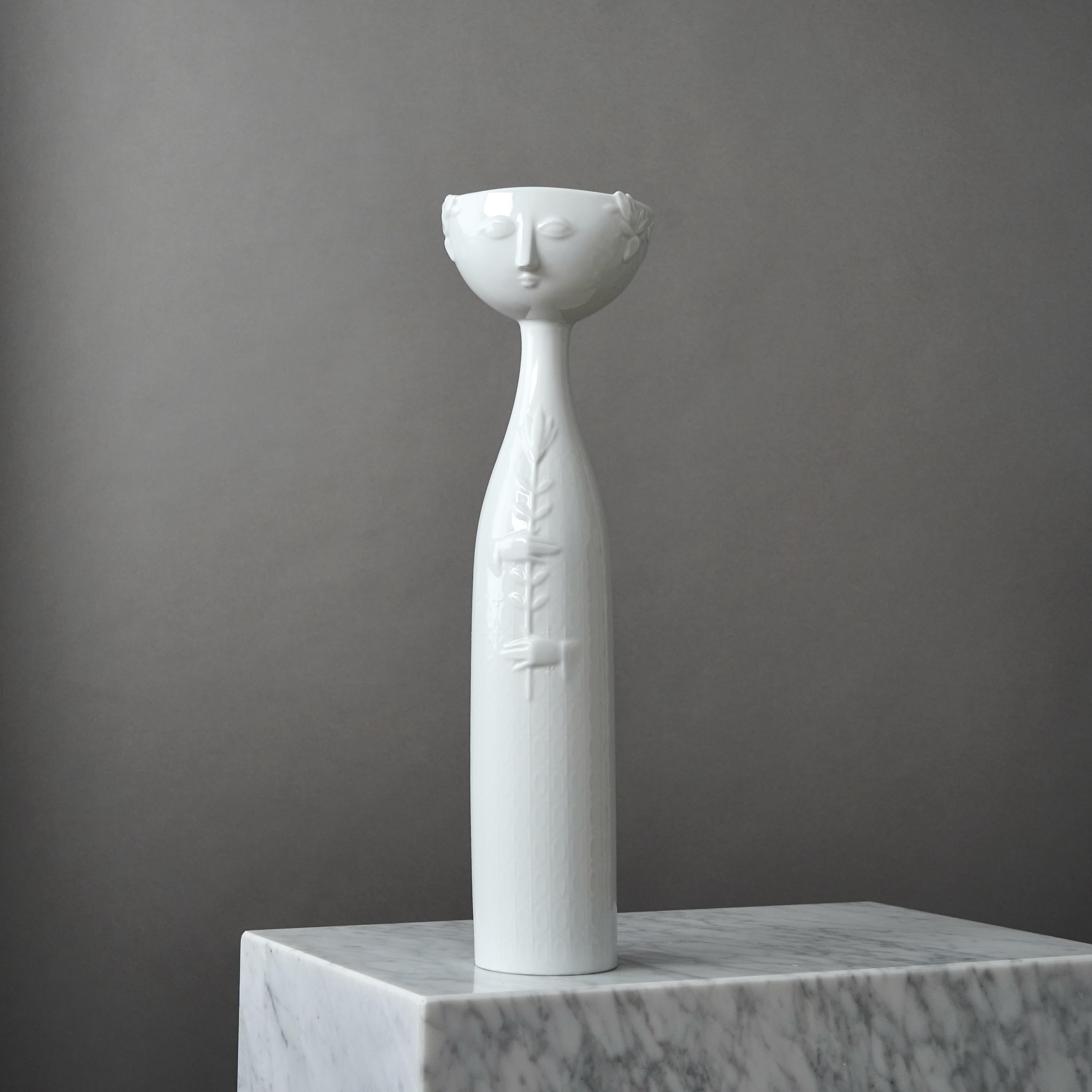 20th Century Large 'Eva' Vase by Bjorn Wiinblad for Rosenthal, White Ceramic Sculpture 1970s