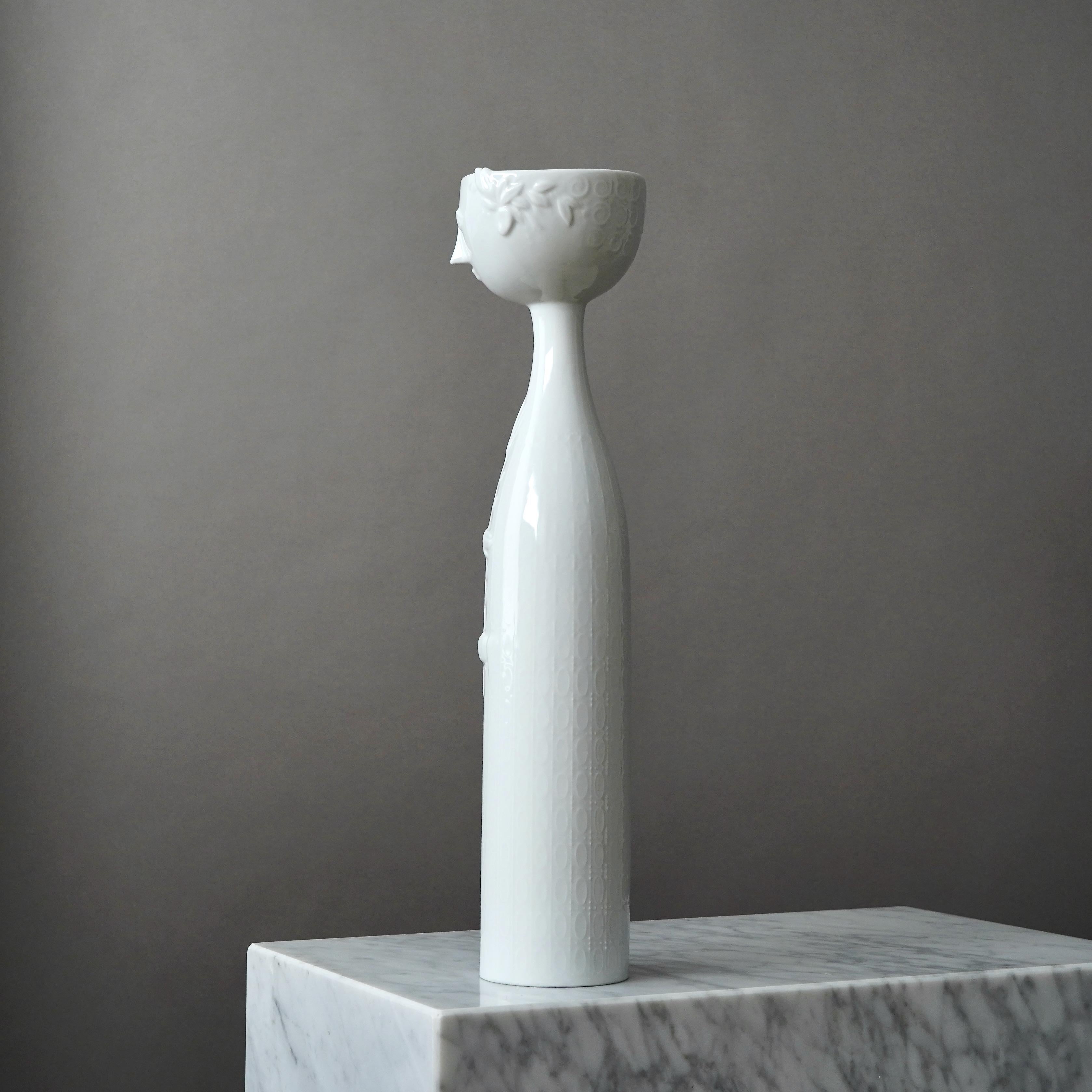 Large 'Eva' Vase by Bjorn Wiinblad for Rosenthal, White Ceramic Sculpture 1970s 1