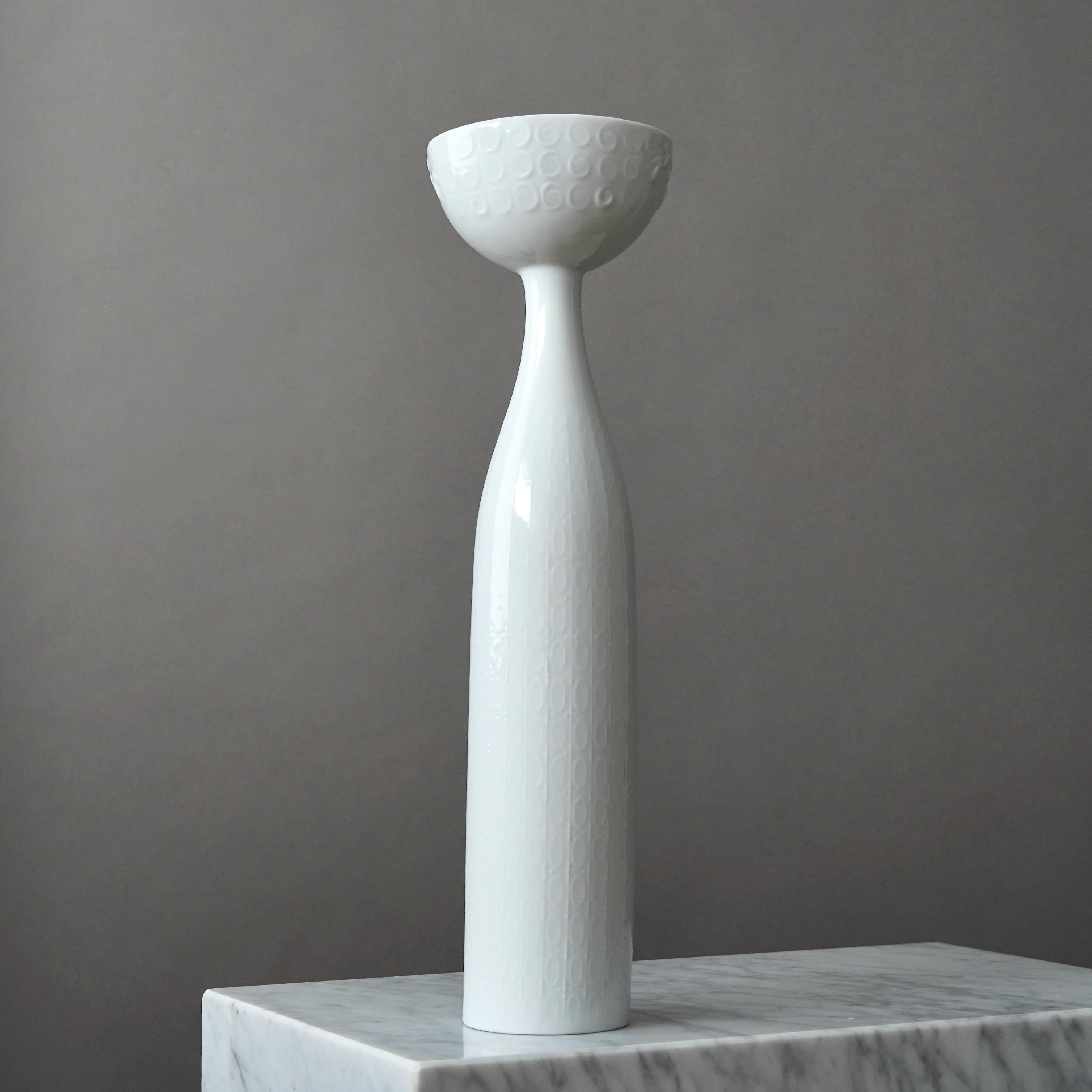 Large 'Eva' Vase by Bjorn Wiinblad for Rosenthal, White Ceramic Sculpture 1970s 2
