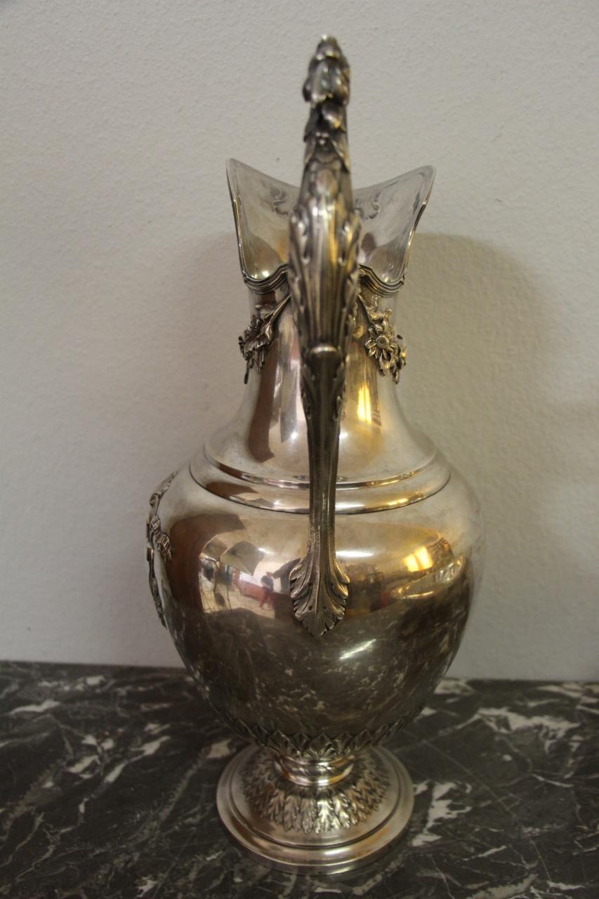 Large Ewer and Its Basin in Sterling Silver, 19th Century Flag 6