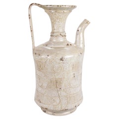 Grand vase décoratif blanc perlé à la main, pièce unique fabriquée en Italie
