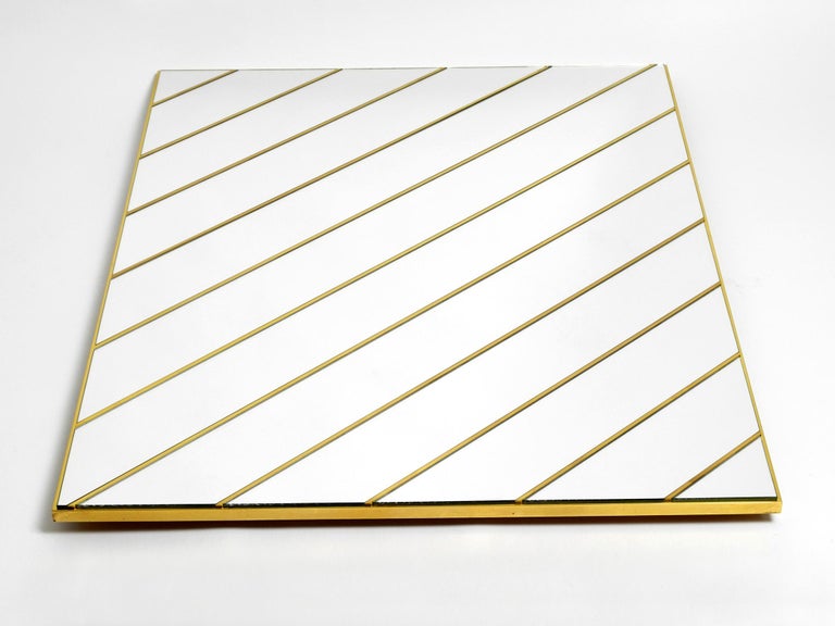 Large, Exceptional 1970s Brass Wall Mirror with Diagonal Mirror Strips For  Sale at 1stDibs