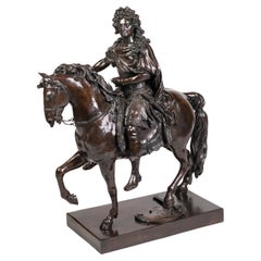 Large & Exceptional Equestrian Bronze of Louis XIV on Horseback after Girardon