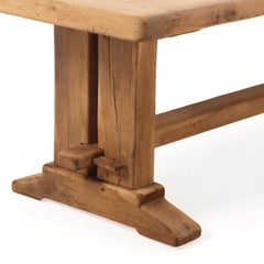 Large Exceptional French Solid Oak Triple-Pedestal Table, C 1945.