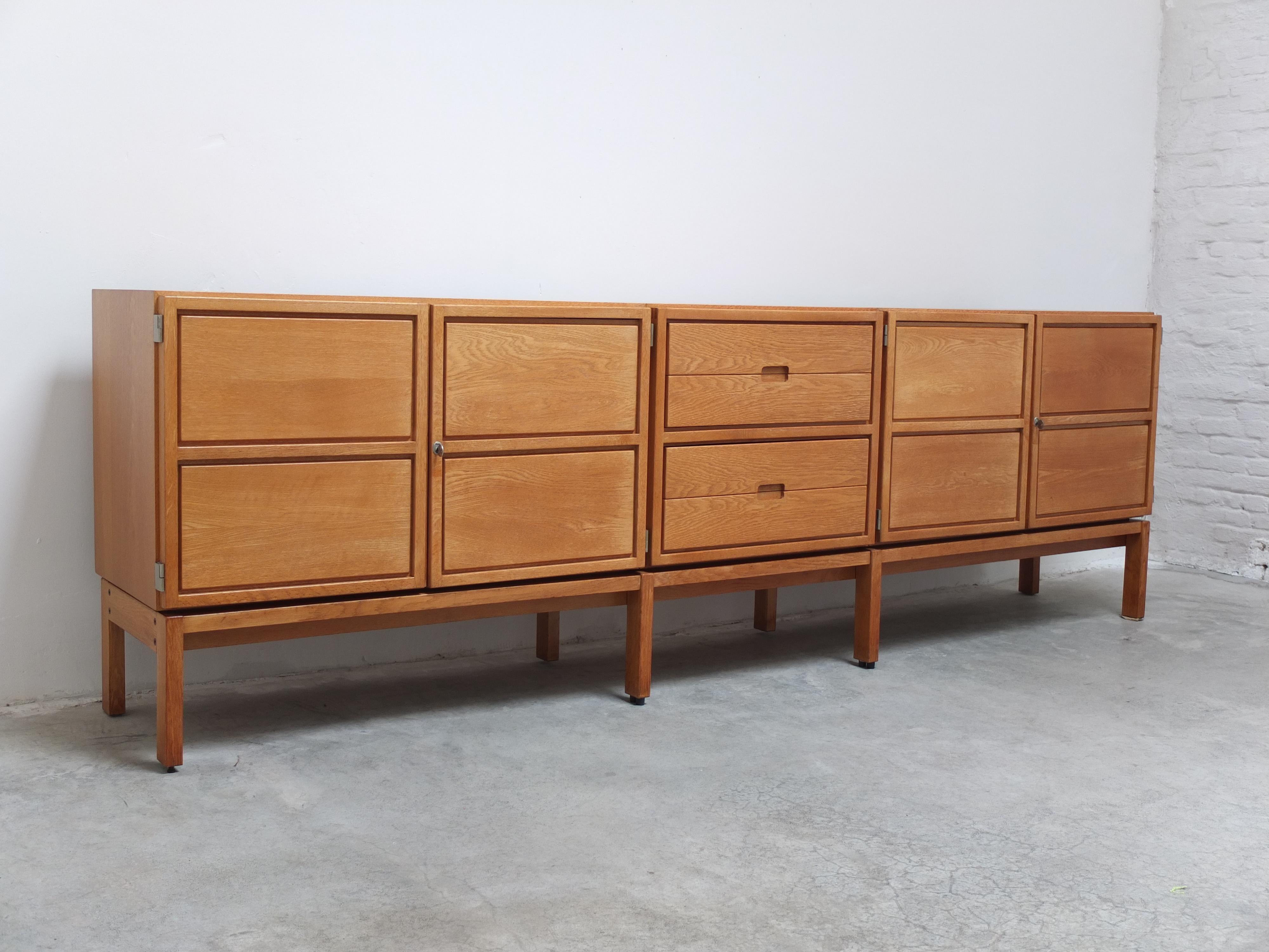 Belgian Large Exclusive 'N-Line' Sideboard in Oak by P&J Neirinck, 1968