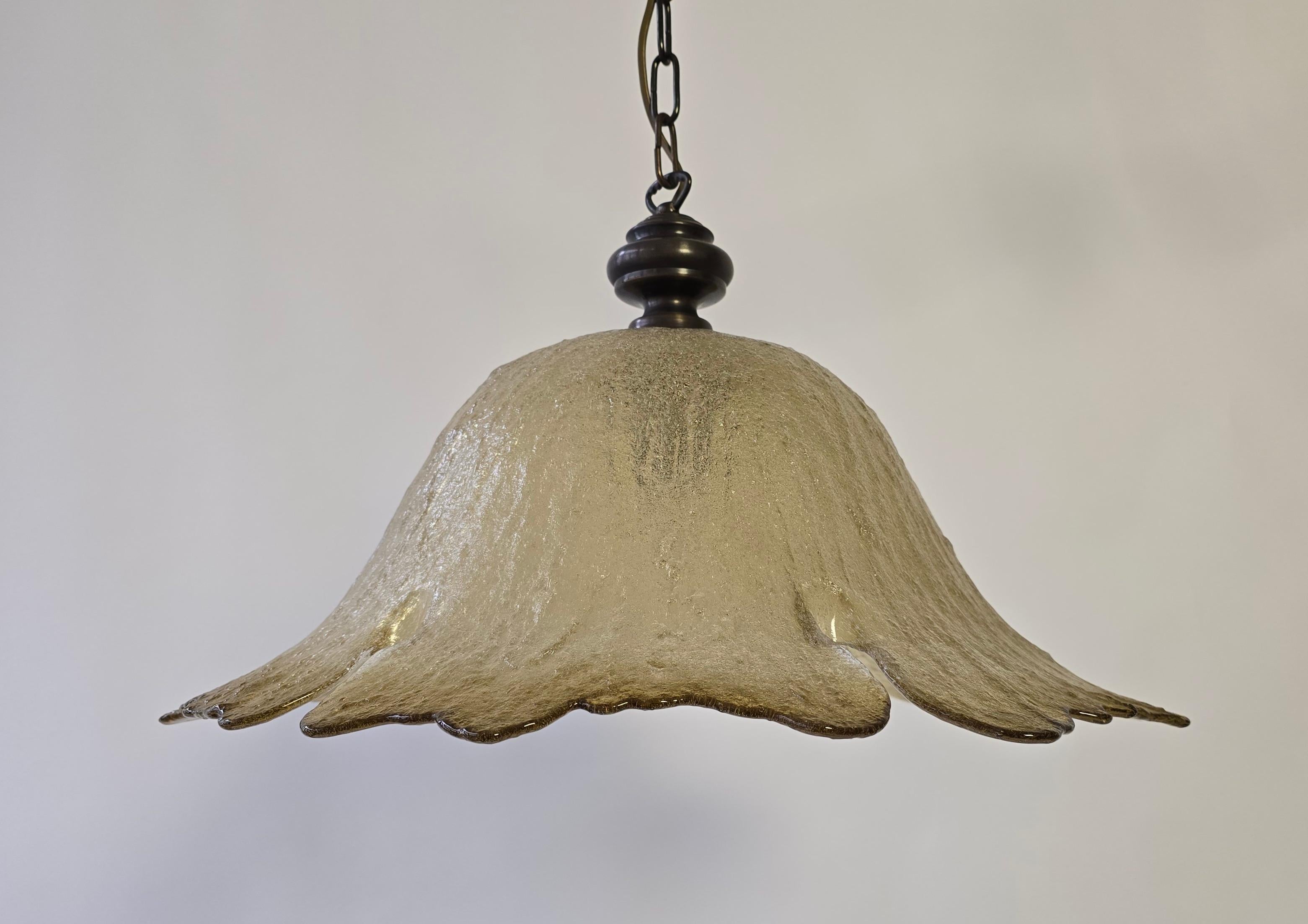 German Large Exclusive Peill & Putzler Pendant Lamp – Mouth-blown Glass (1970s) For Sale