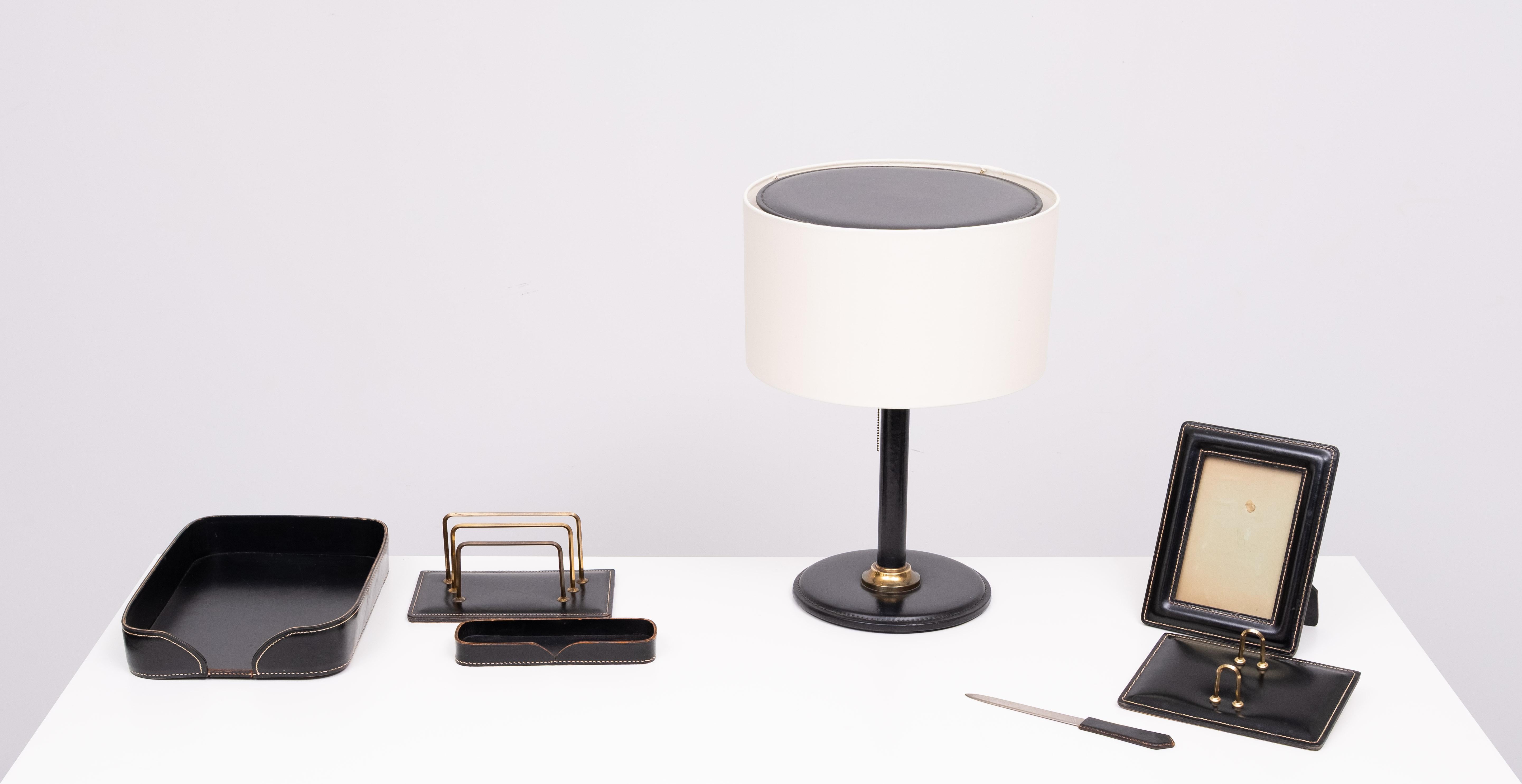 Francese Grande set da scrivania esclusivo in pelle Stich 1960 Francia in vendita