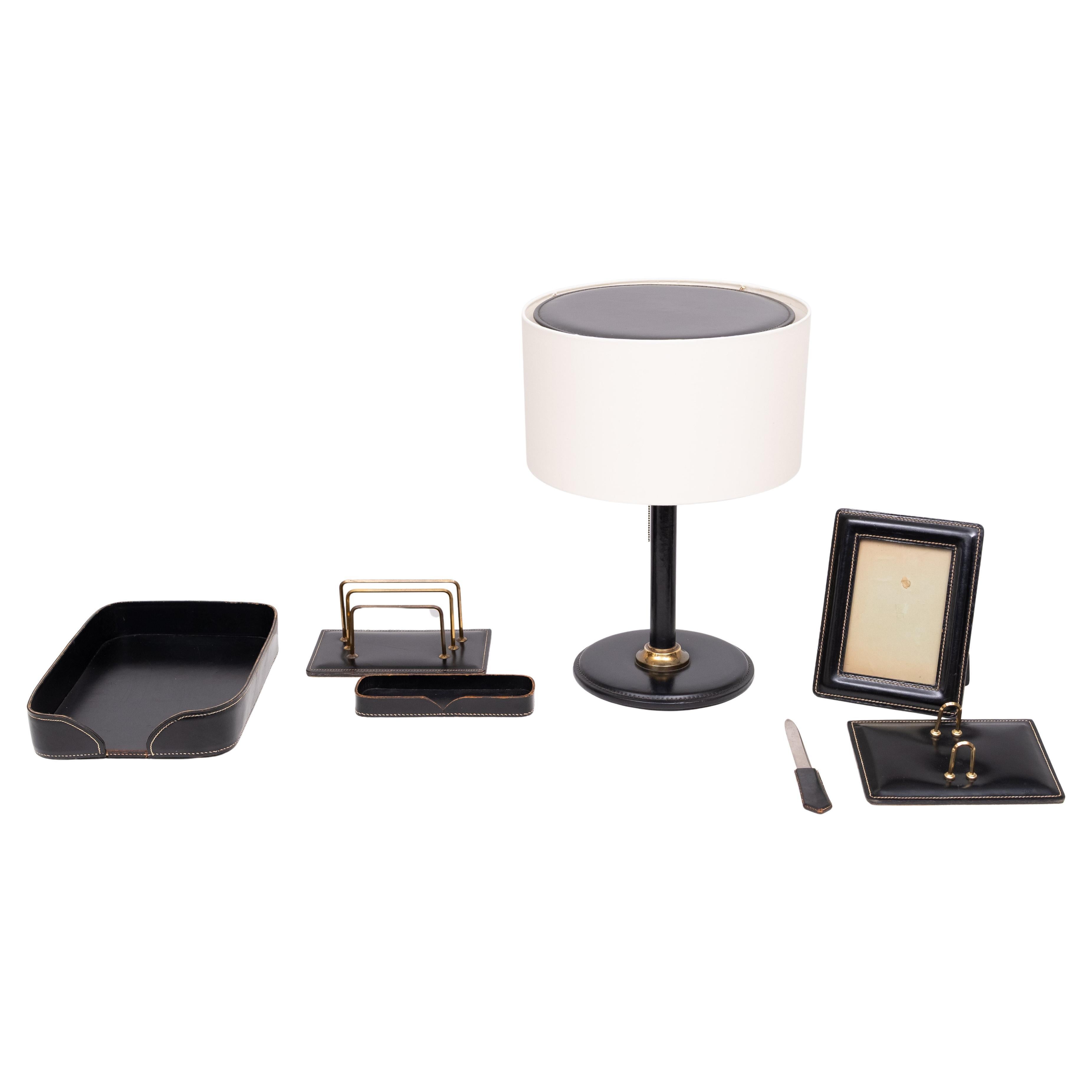 Grande set da scrivania esclusivo in pelle Stich 1960 Francia