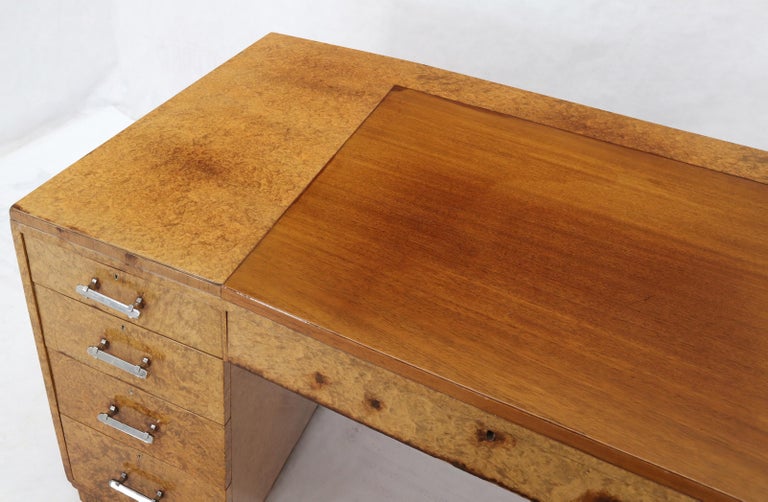 Large Executive Art Deco Burl Wood Partners Desk at 1stDibs