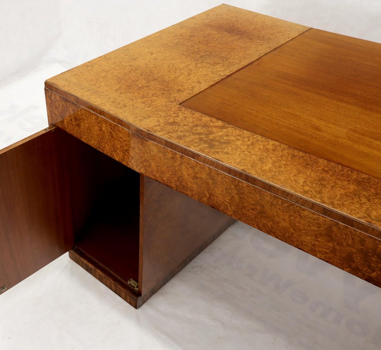 Large Executive Art Deco Burl Wood Partners Desk at 1stDibs