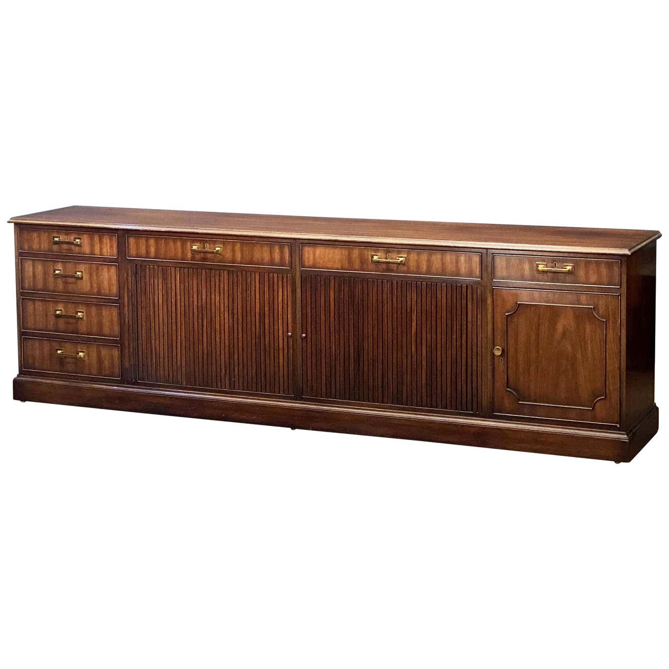 Large Executive Console Table with Cabinets and Drawers by Kittinger ...