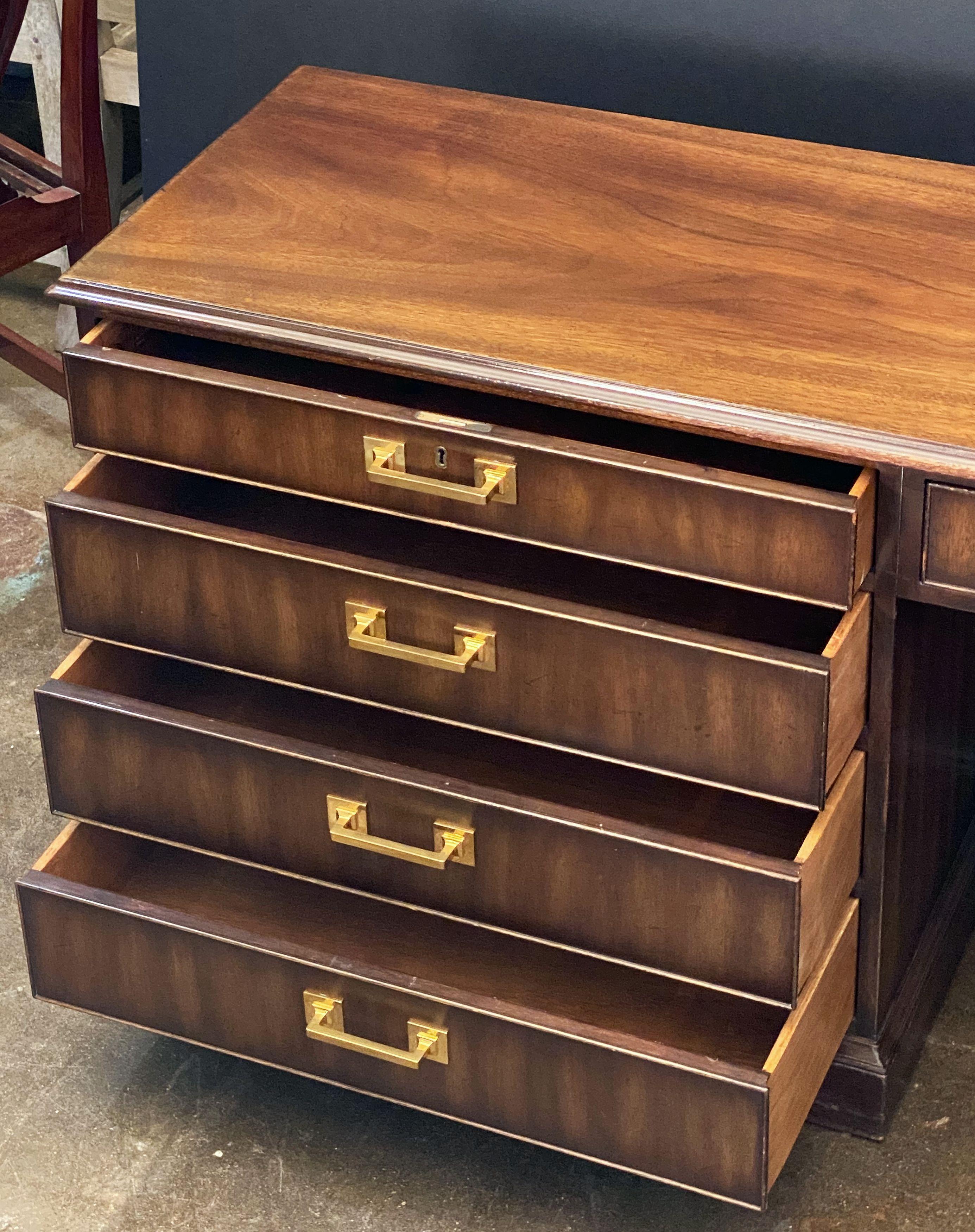 20th Century Large Executive Console Table with Drawers by Kittinger