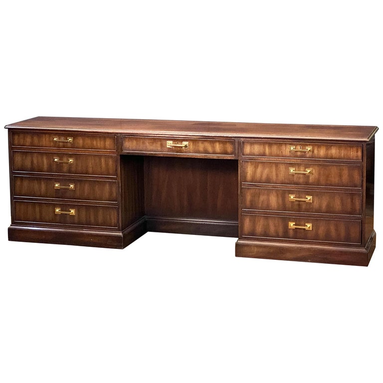 Large Executive Console Table with Drawers by Kittinger at 1stDibs