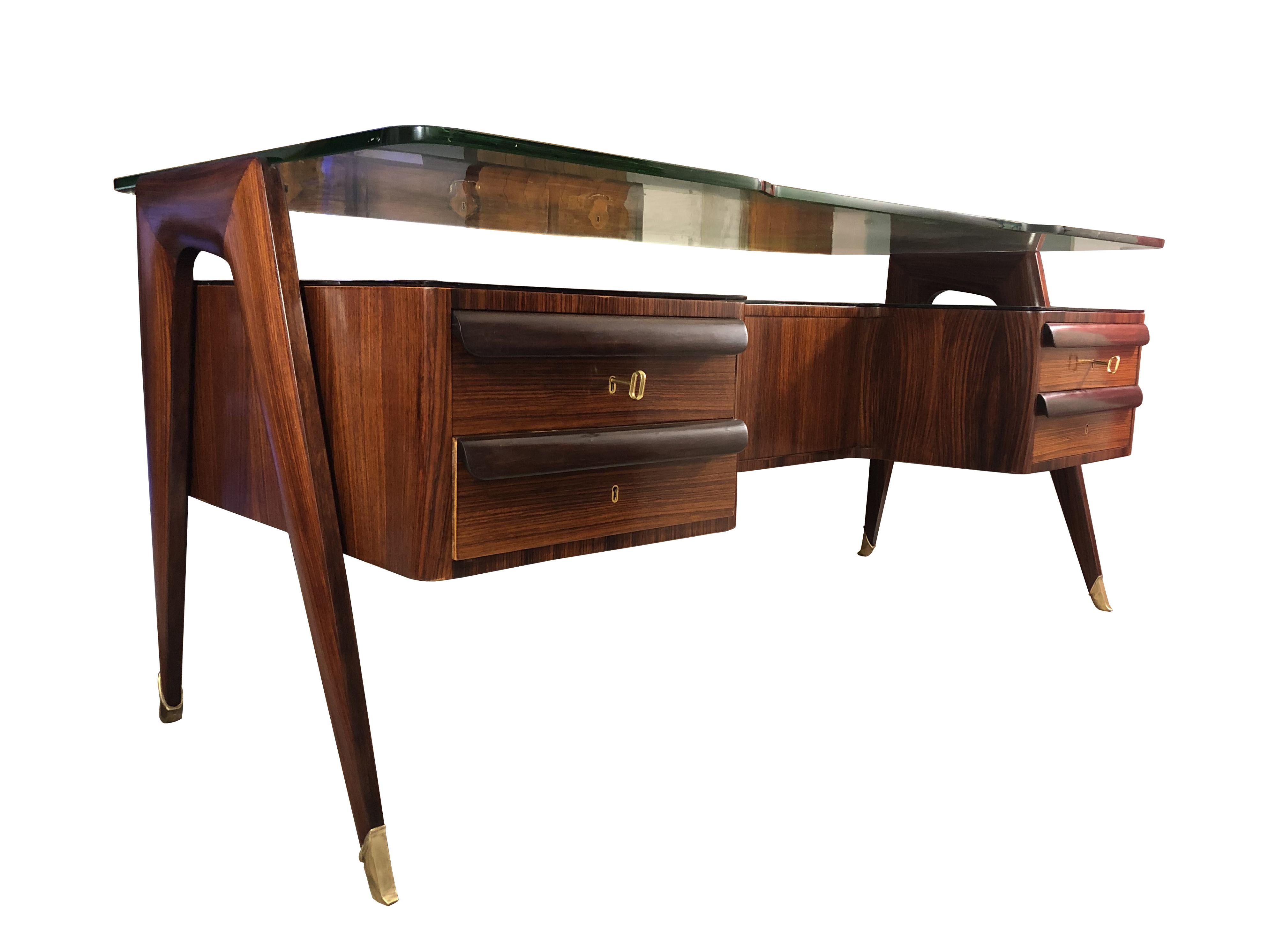 Gran escritorio de dirección, diseño Vittorio Dassi, Italia, años 50 Moderno de mediados de siglo en venta