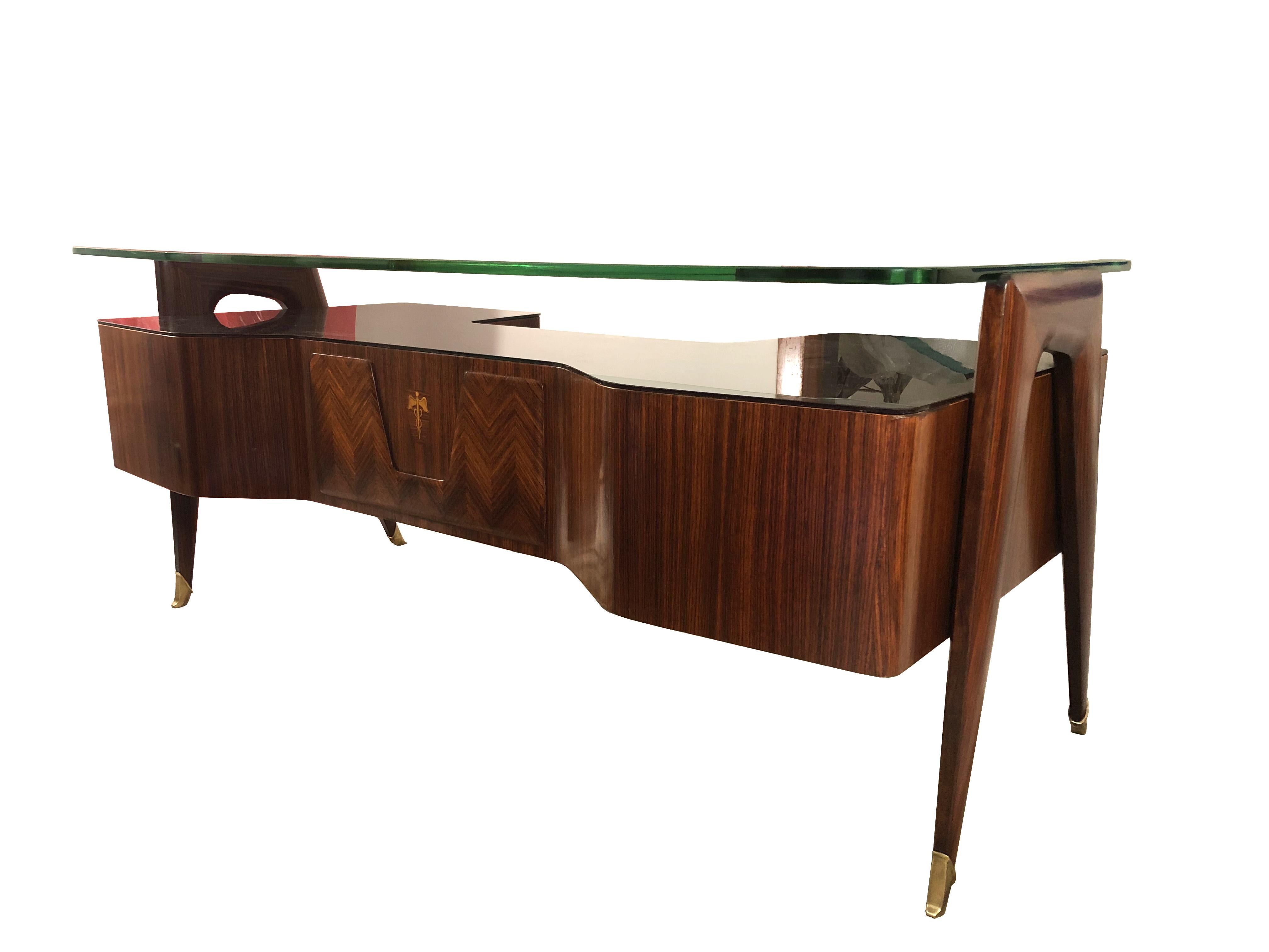 Gran escritorio de dirección, diseño Vittorio Dassi, Italia, años 50 en Bueno estado para la venta en Napoli, IT