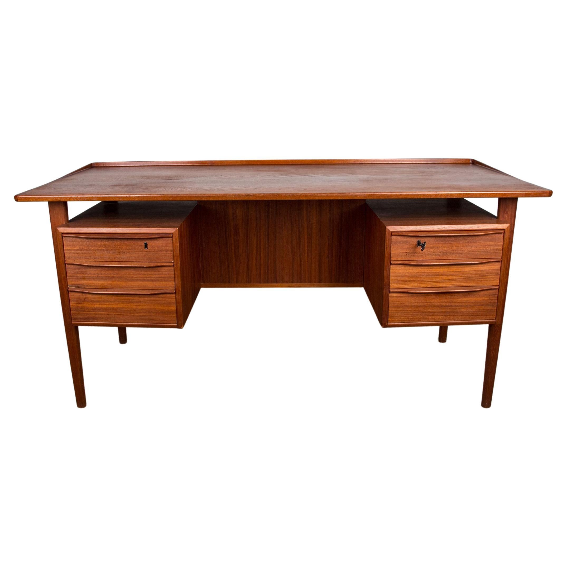 Large Executive Desk, Double Sided, Danish in Teak 1969 Peter Lovig Nielsen