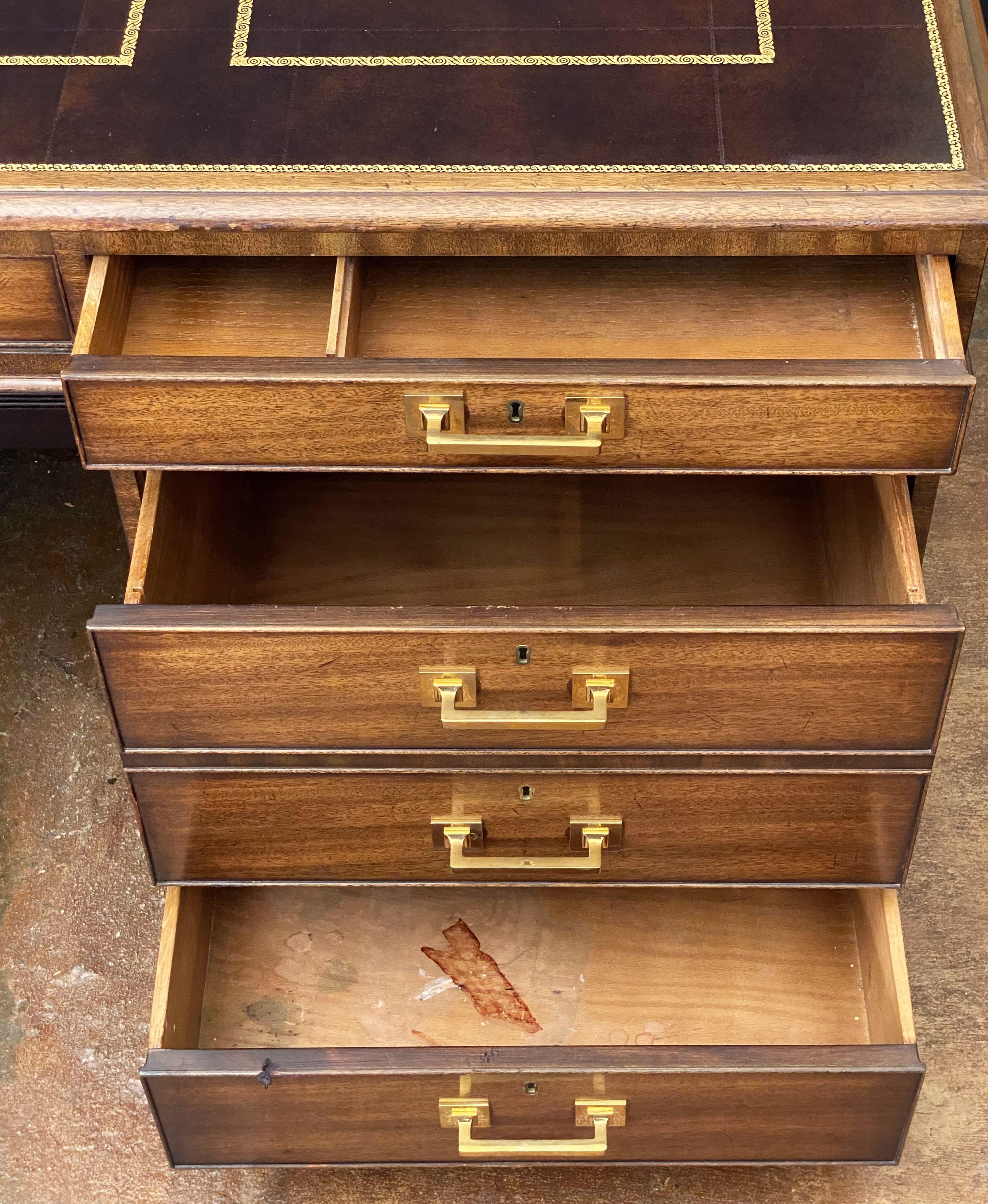 Large Executive Partners Pedestal Desk with Embossed Leather Top by Kittinger 4