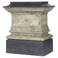Large Exhibition Plinth / Pedestal, Gray & Black Marbled Painted