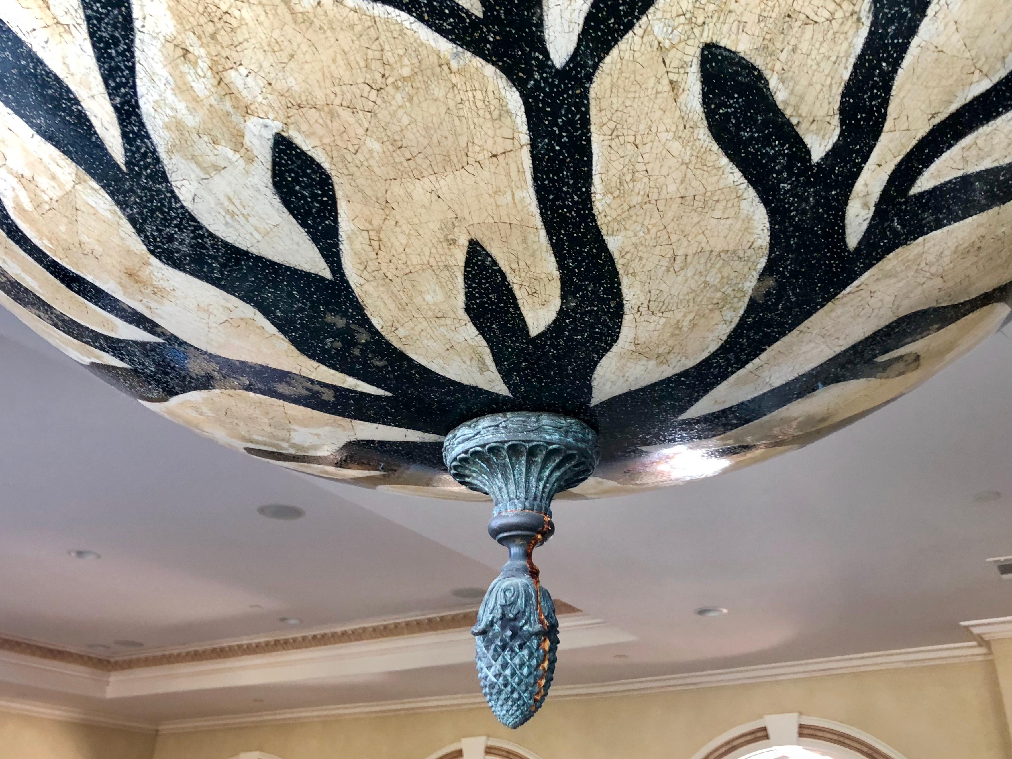 Large Exotic African Wildlife Chandelier Bronze and Verdigris Patinated Brass 2