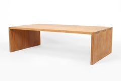 Grande table basse en bois exotique à la manière de Pierre Chapo