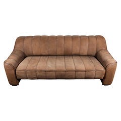 Großes ausziehbares 3-Sitzer-Sofa De Sede DS-44 aus braunem Büffelleder in Kastanienbraun