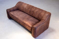 Large Expandable 3-Seater De Sede DS-44 Sofa in Tobacco Brown Buffalo Leather