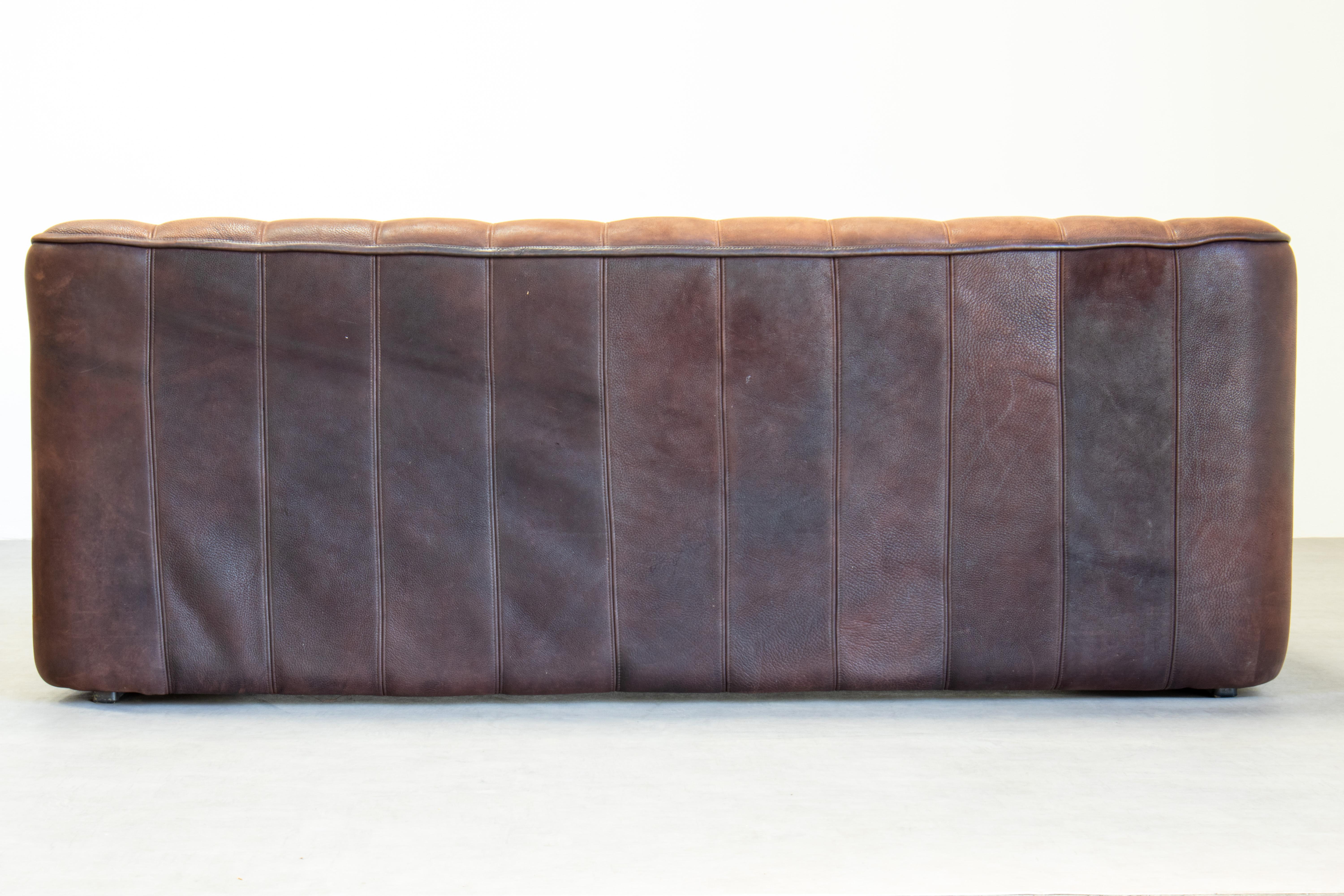 Grand canapé 3 places extensible De Sede DS-44 en cuir de buffle brun tabac en vente 2