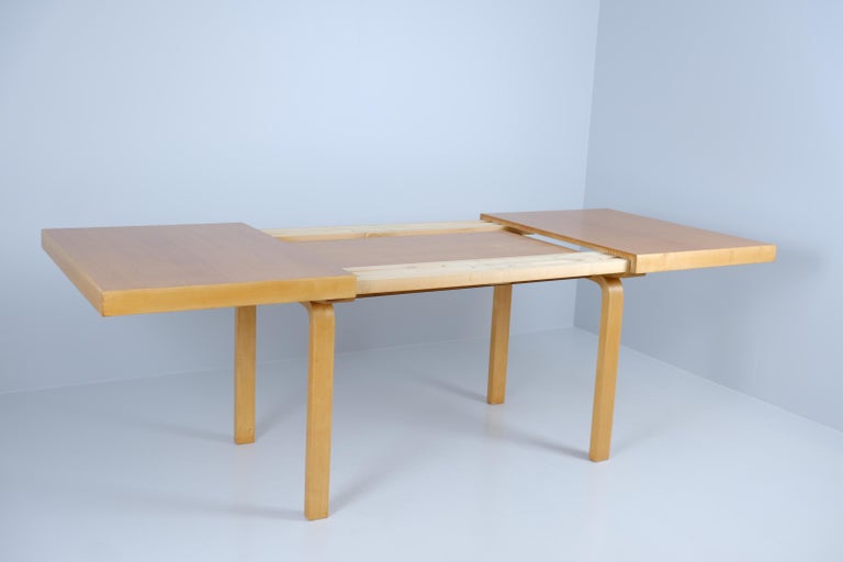 Large Expandable Alvar Aalto Wooden Dining Table Model 92, 1940s