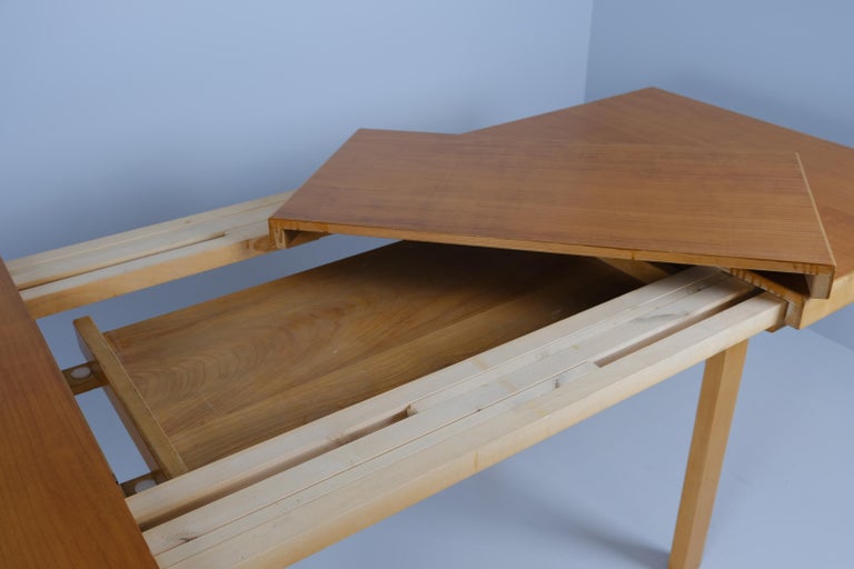 Large Expandable Alvar Aalto Wooden Dining Table Model 92, 1940s