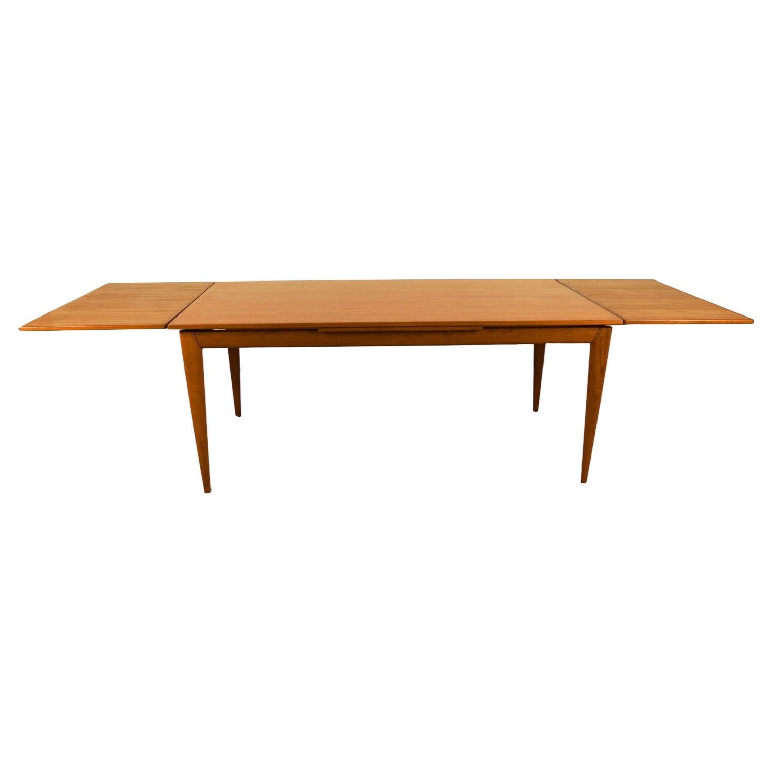 Large Expandable Dining Table Mid Century Teak Danish  For Sale