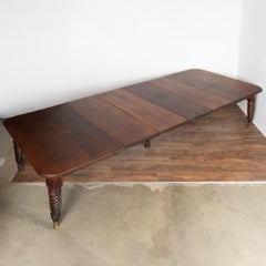 Large Expandable Oak Dining Table Conference Table, England circa 1860-80