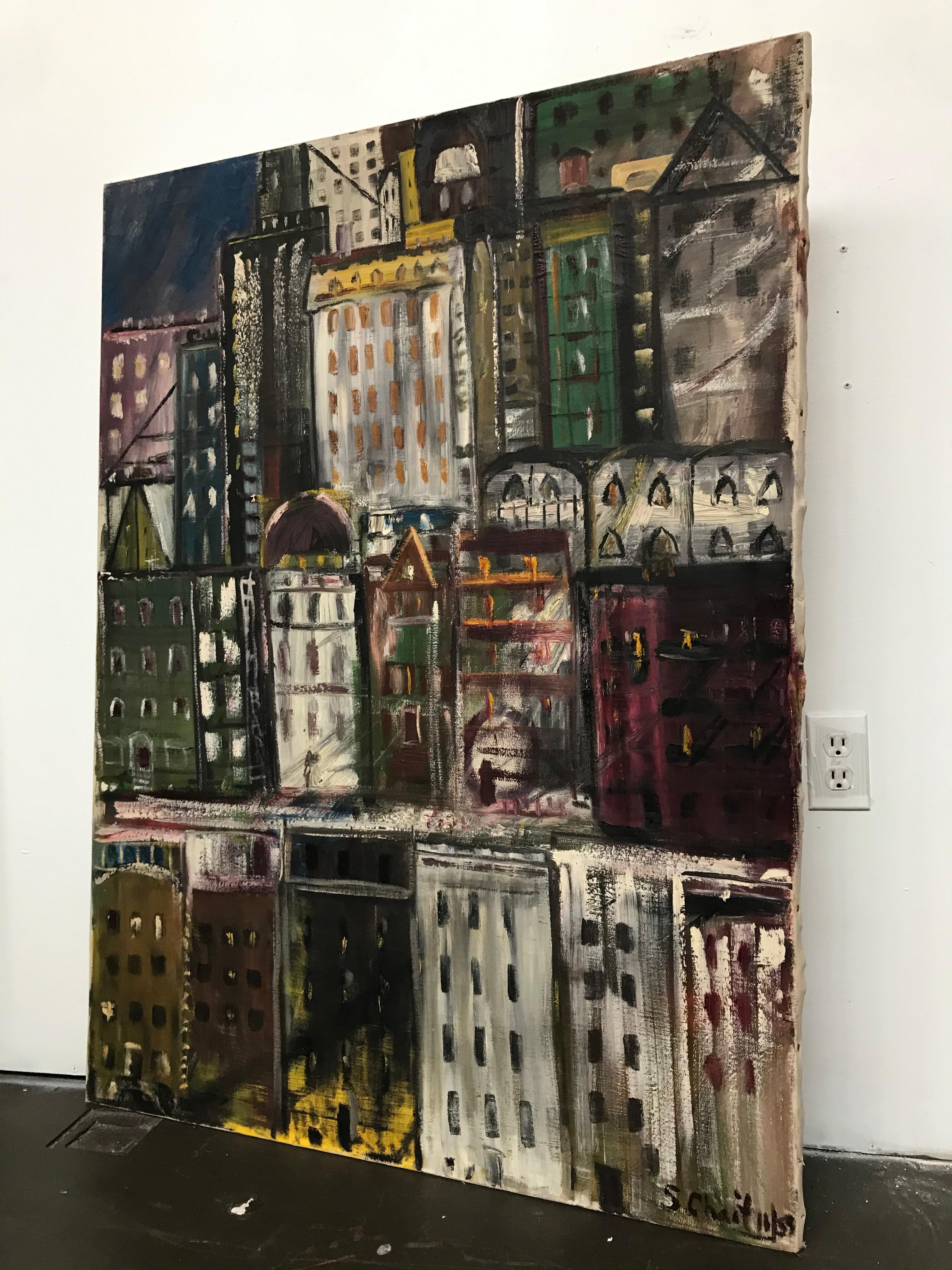 Mid Century Modern Large Scale Painting by Sonia Chaitin New York City 1959 12