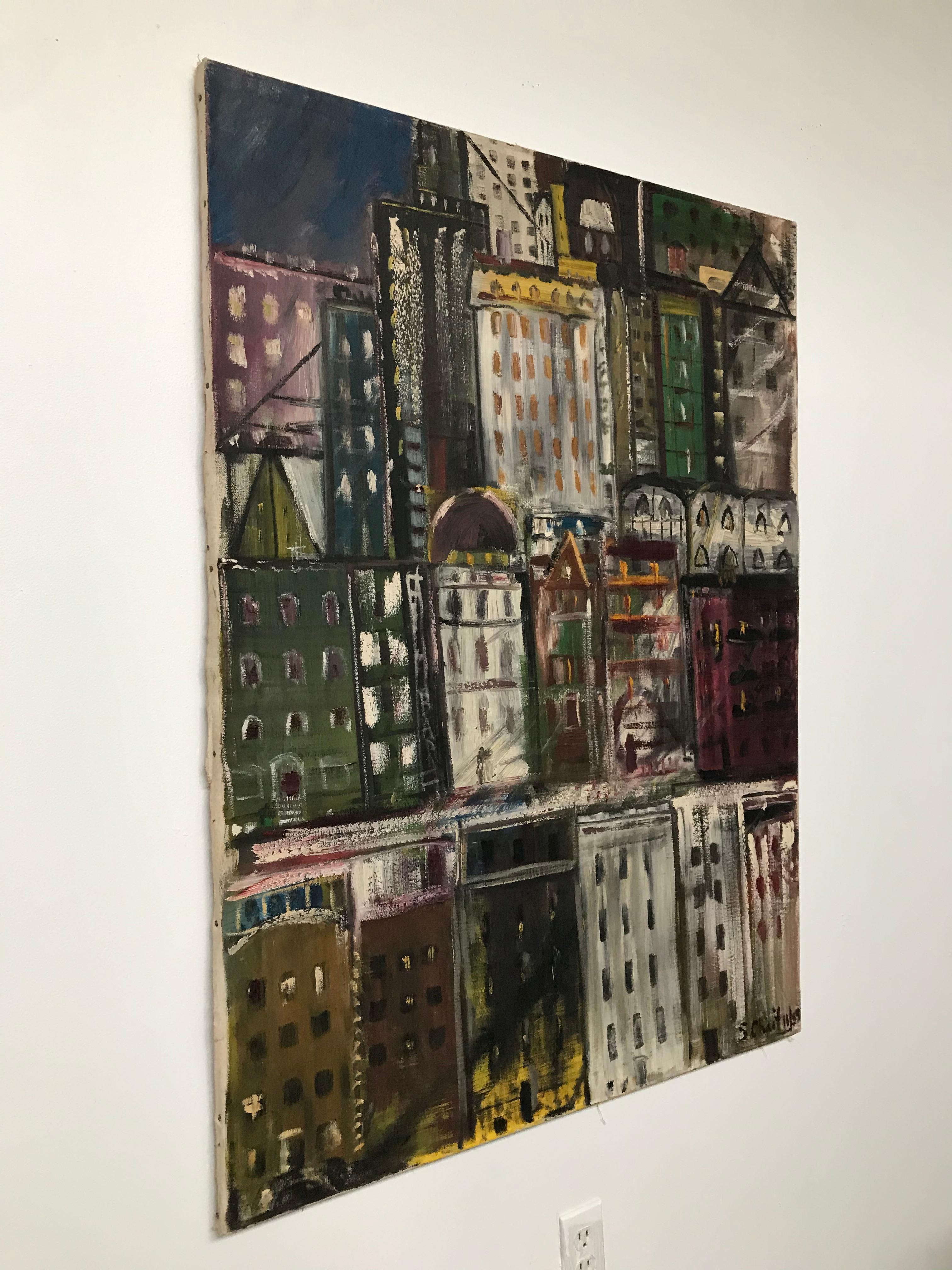 Mid Century Modern Large Scale Painting by Sonia Chaitin New York City 1959 1