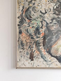 Large Expressionist Watercolor by Stevan Stojanović, Yugoslavia 1970s