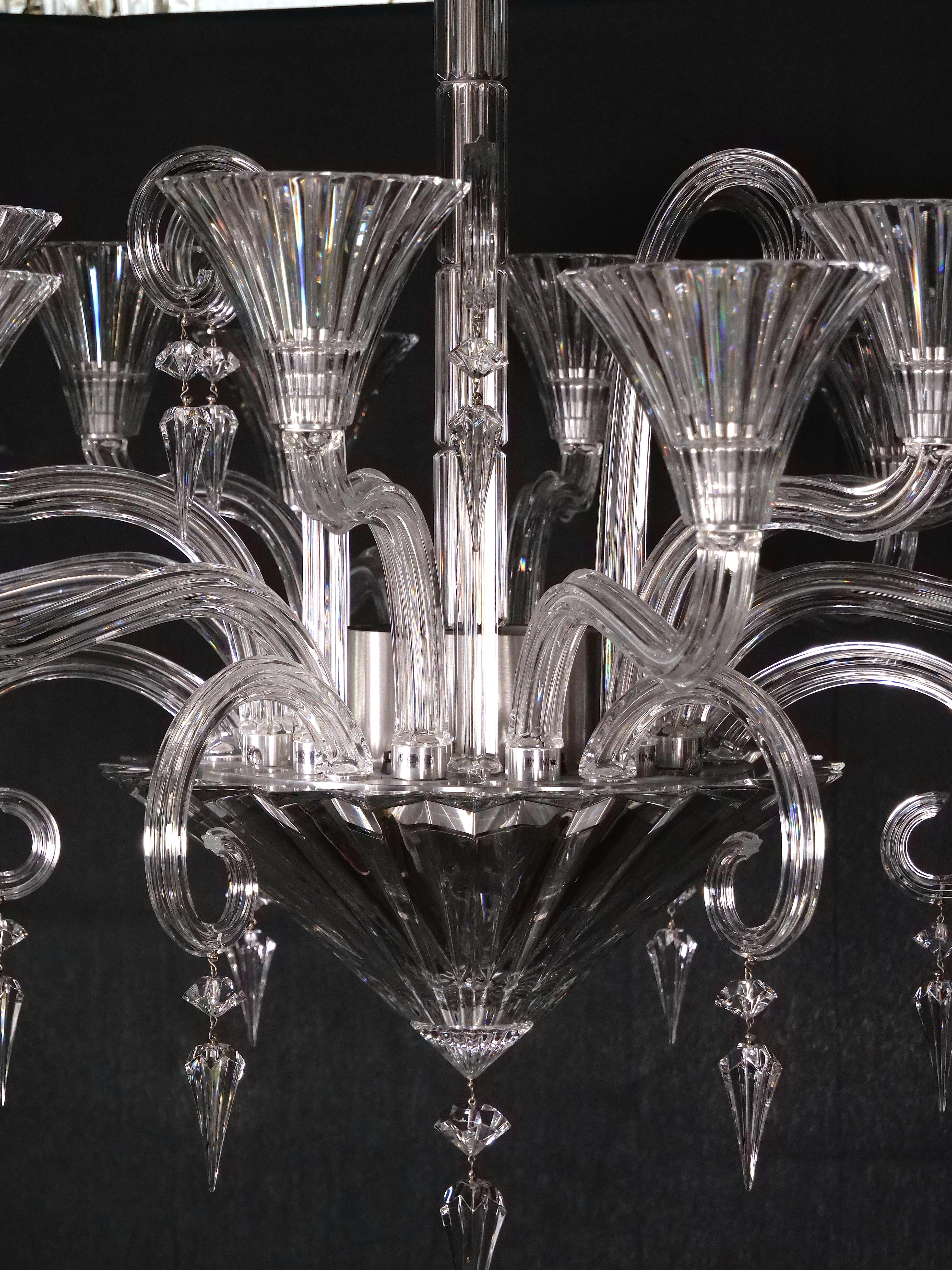 Large Exquisite French Baccarat Crystal Mille Nuits Twelve Light Chandelier 3