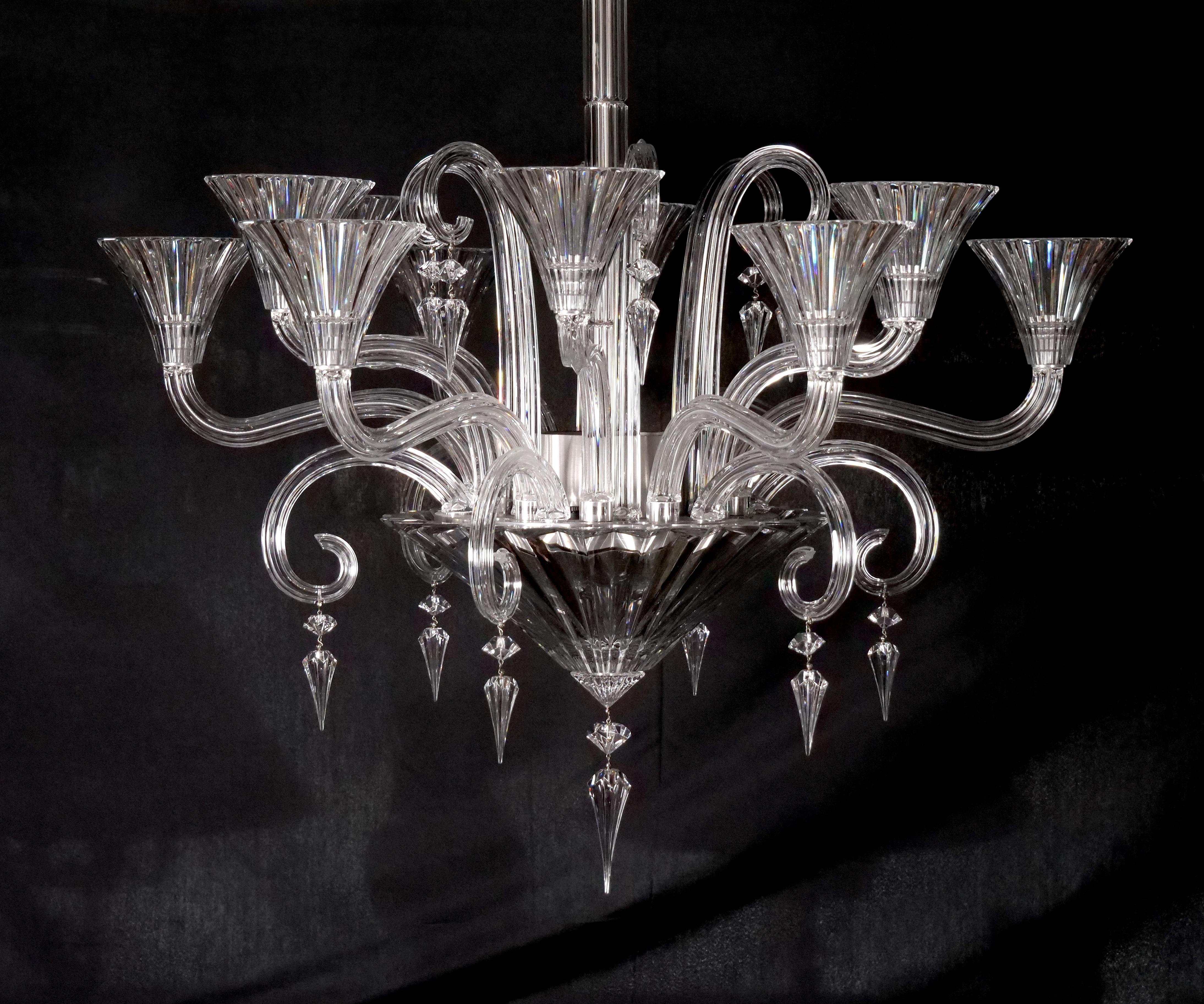 Large Exquisite French Baccarat Crystal Mille Nuits Twelve Light Chandelier For Sale 1