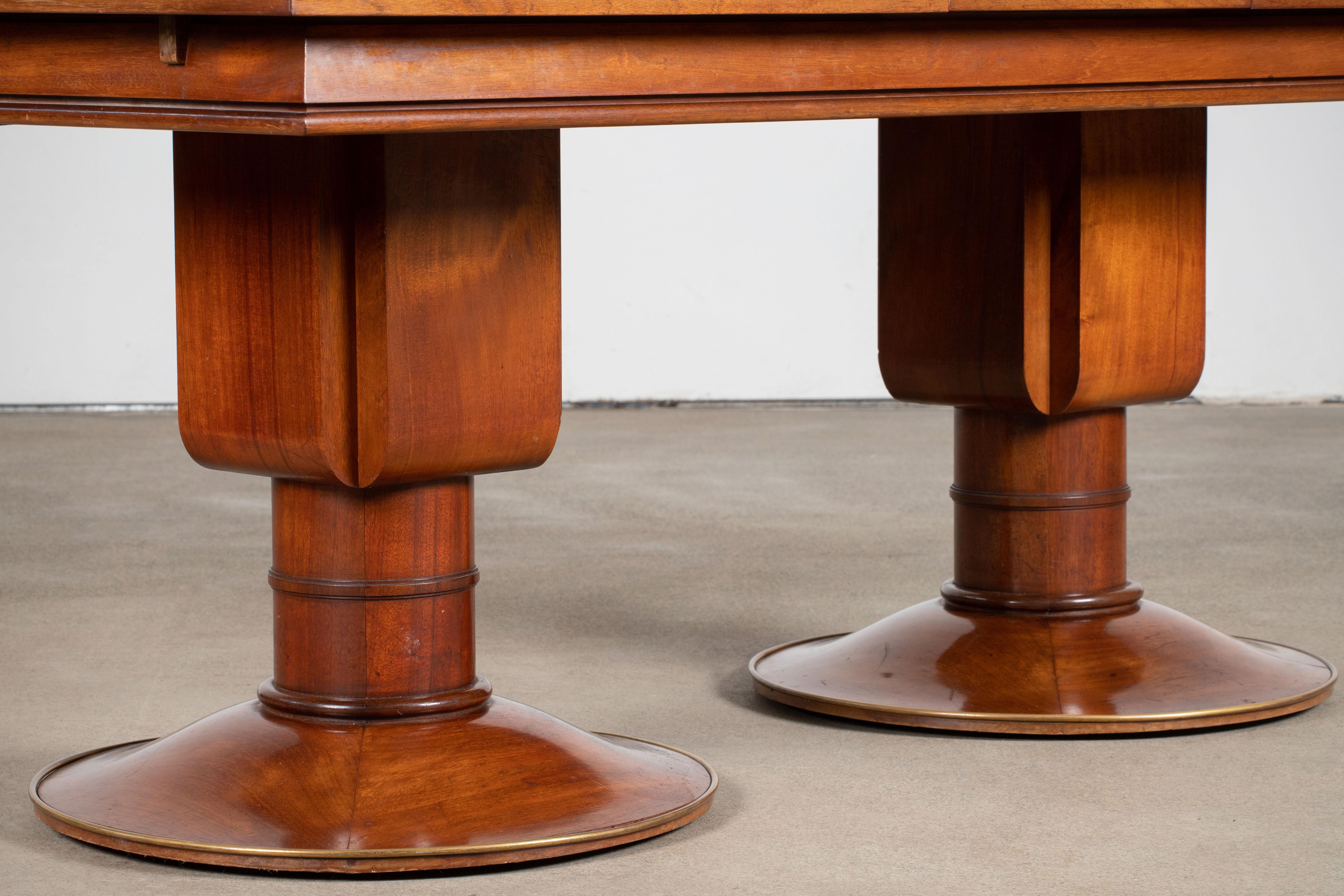 Large Extendable Art Deco Table, Solid Mahogany, France, 1930. 6