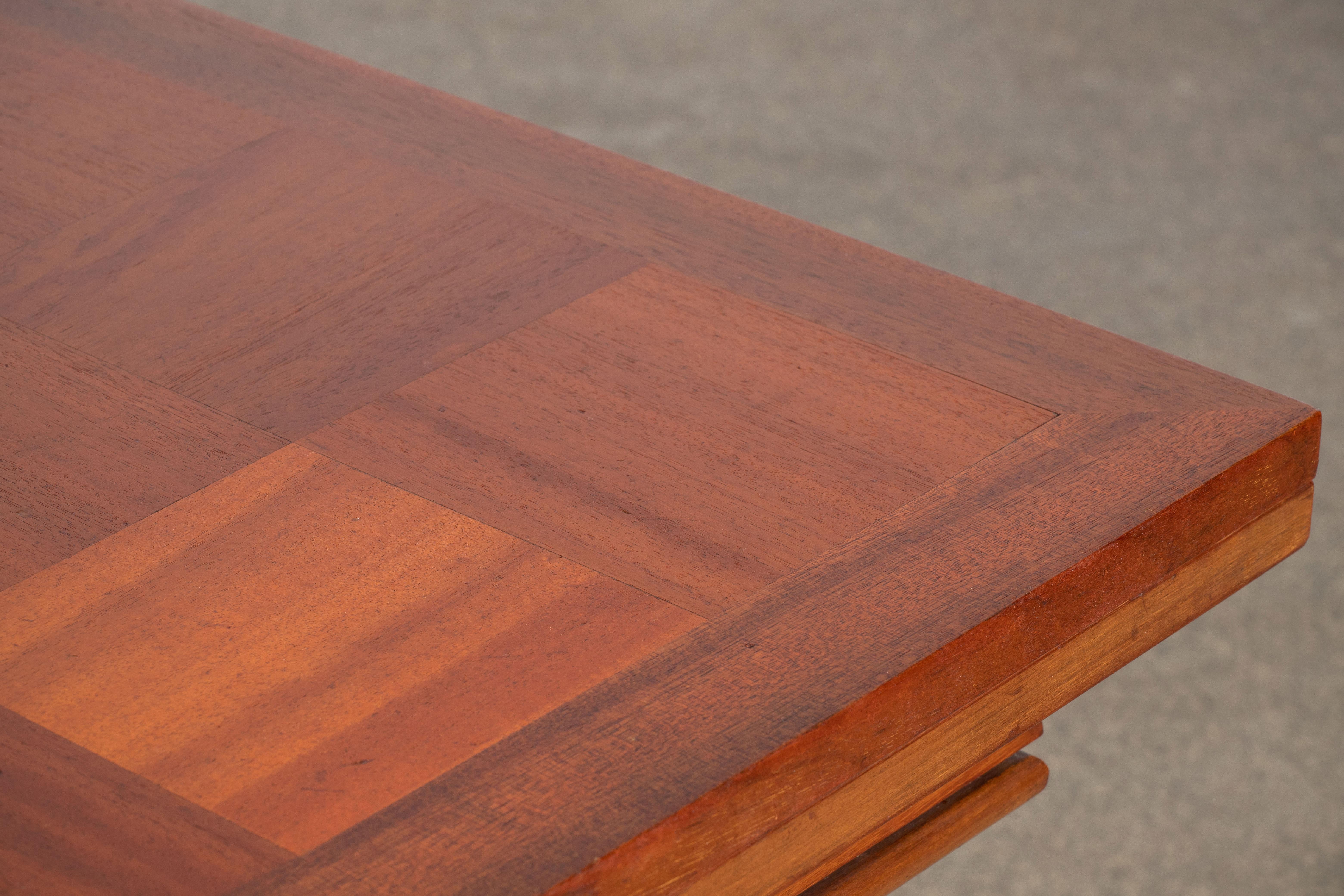 Large Extendable Art Deco Table, Solid Mahogany, France, 1930. 12